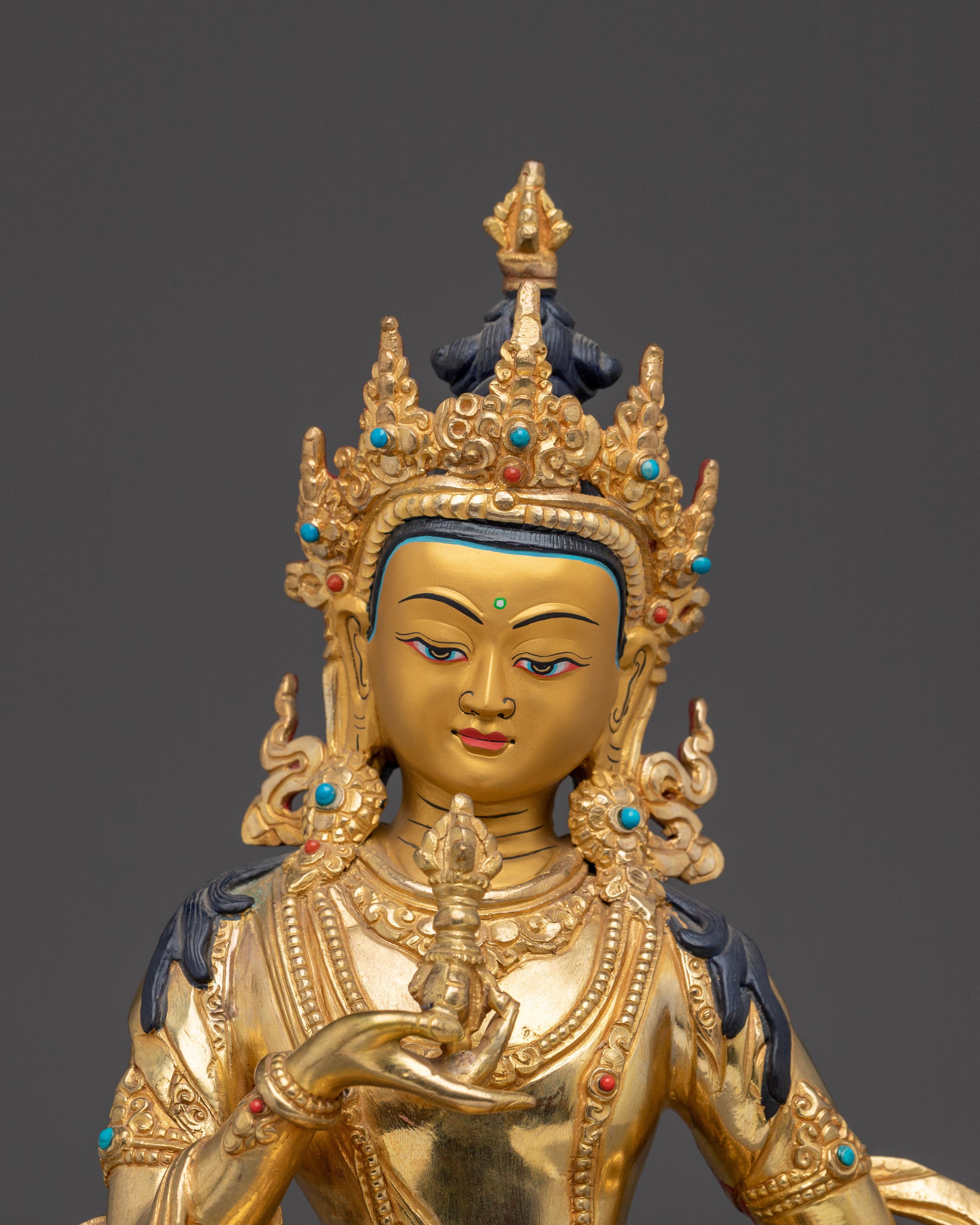Tibetan Handcrafted Gold Gilded Vajrasattva Buddhist Sculpture for Meditation