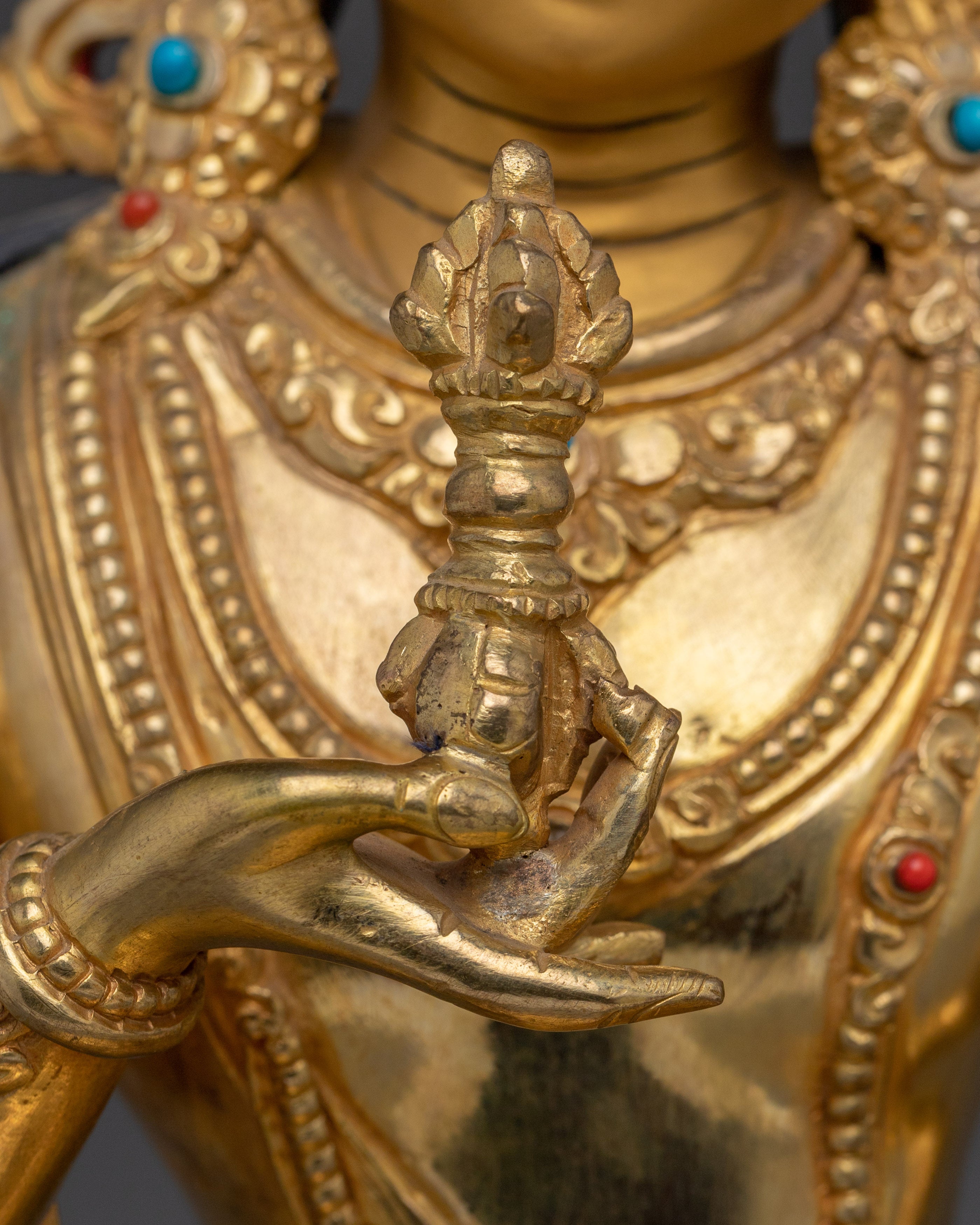 Tibetan Handcrafted Gold Gilded Vajrasattva Buddhist Sculpture for Meditation