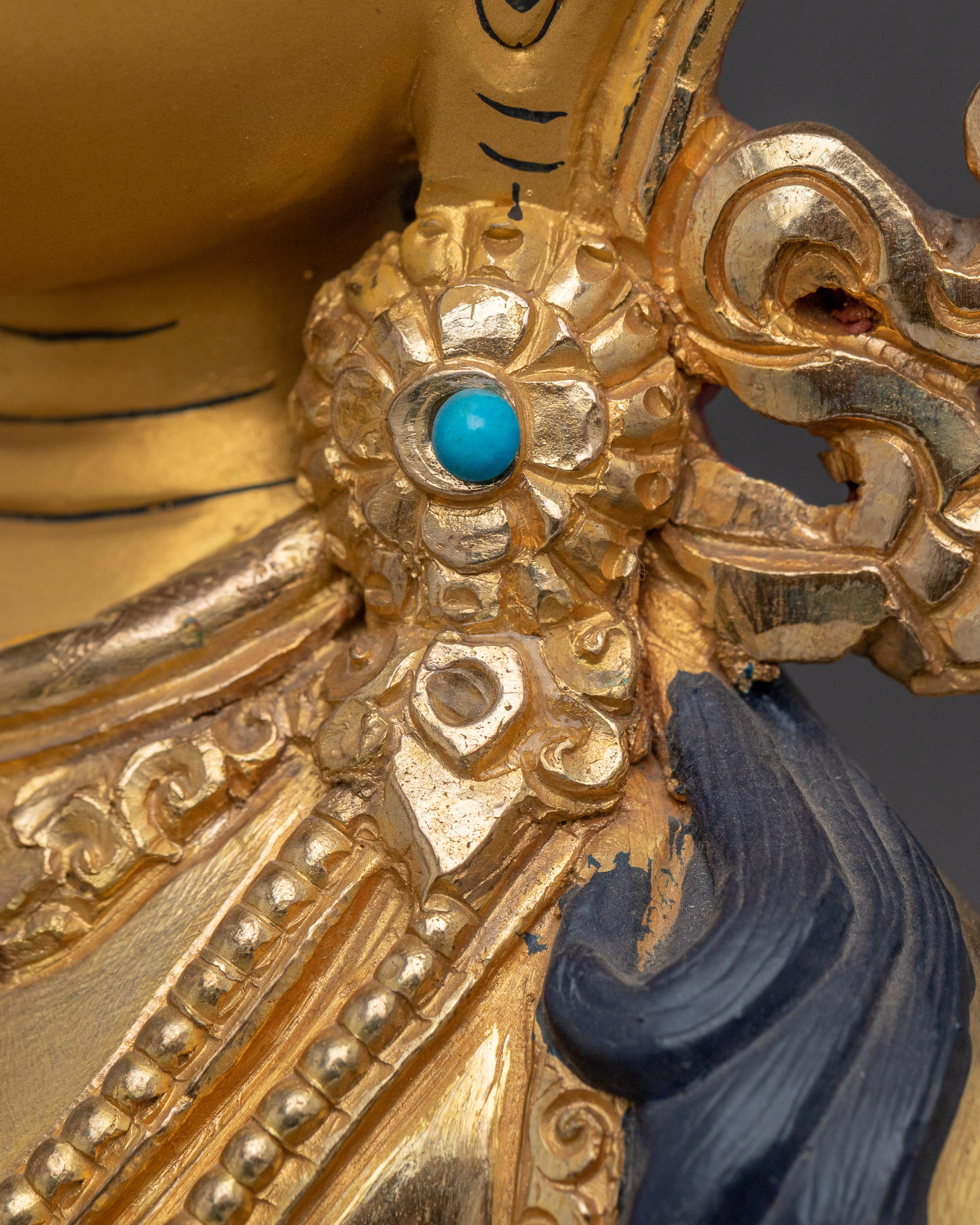 Tibetan Handcrafted Gold Gilded Vajrasattva Buddhist Sculpture for Meditation