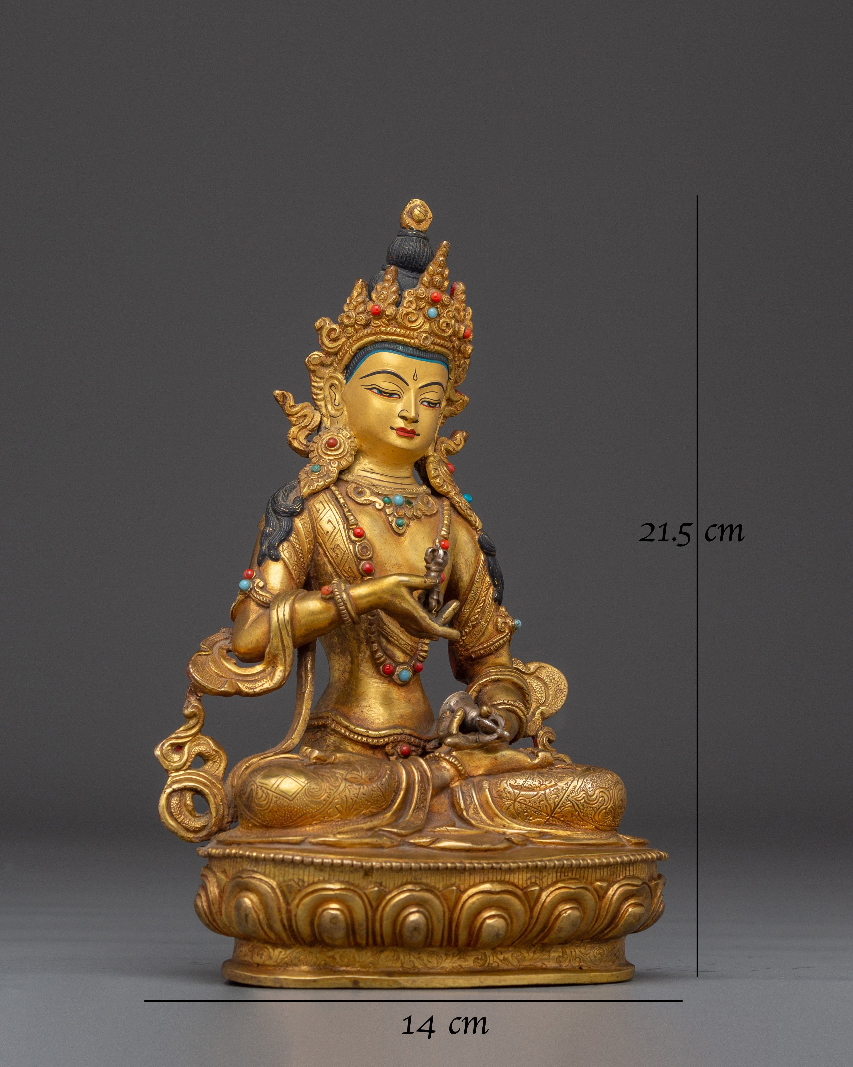 Handcrafted 24K Gold Gilded Vajrasattva Buddhist Sculpture For Meditation