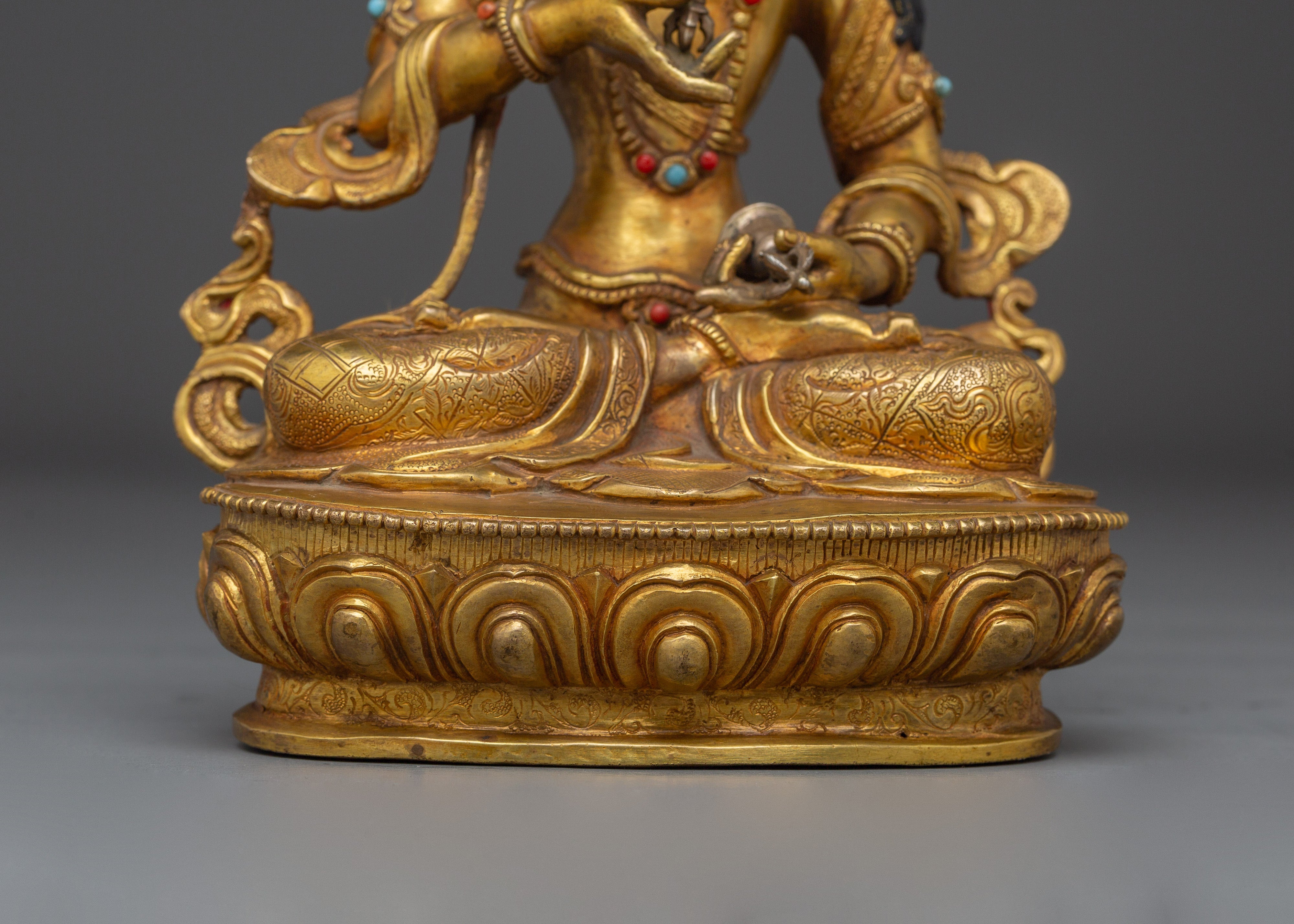 Handcrafted 24K Gold Gilded Vajrasattva Buddhist Sculpture For Meditation