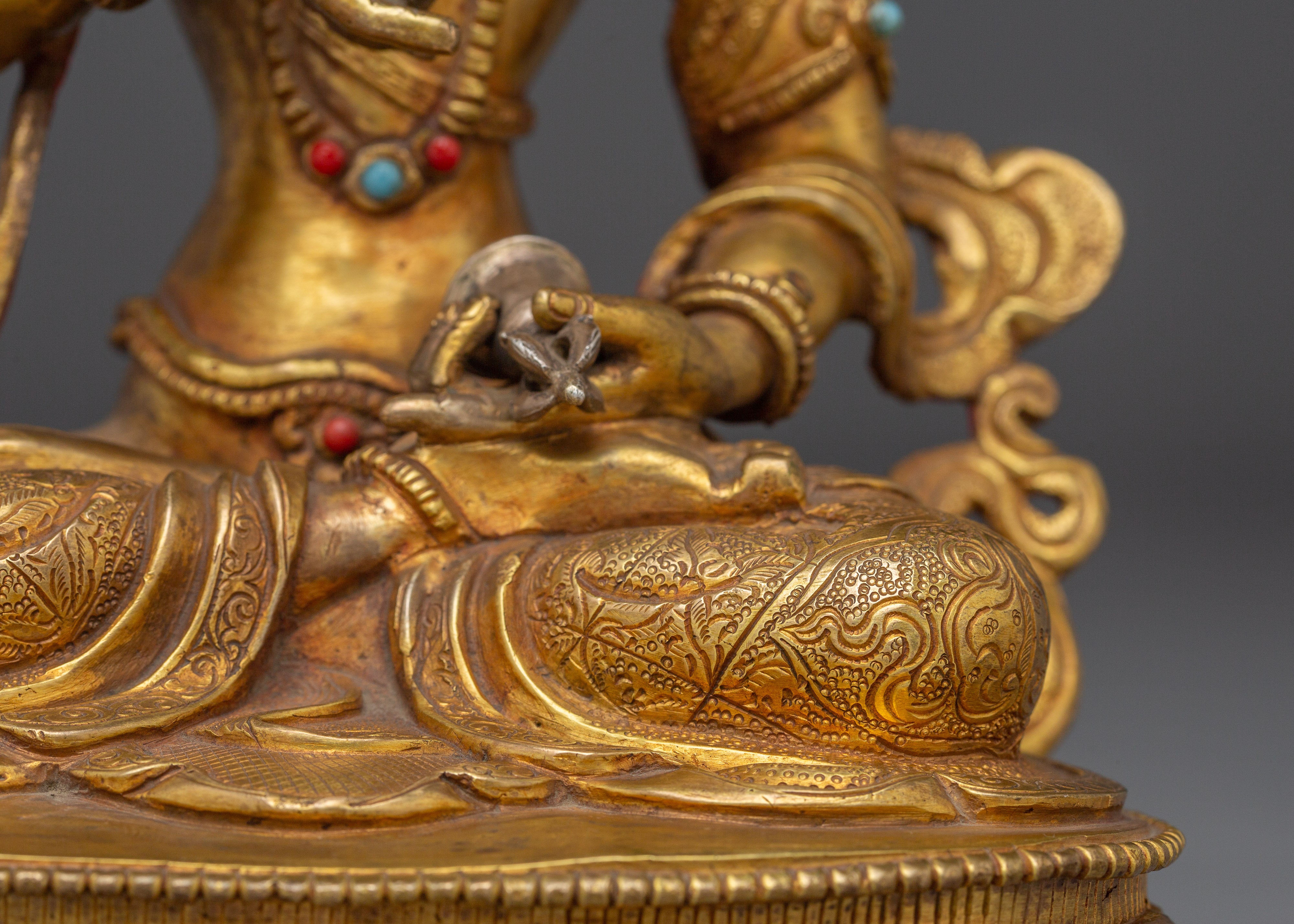 Handcrafted 24K Gold Gilded Vajrasattva Buddhist Sculpture For Meditation