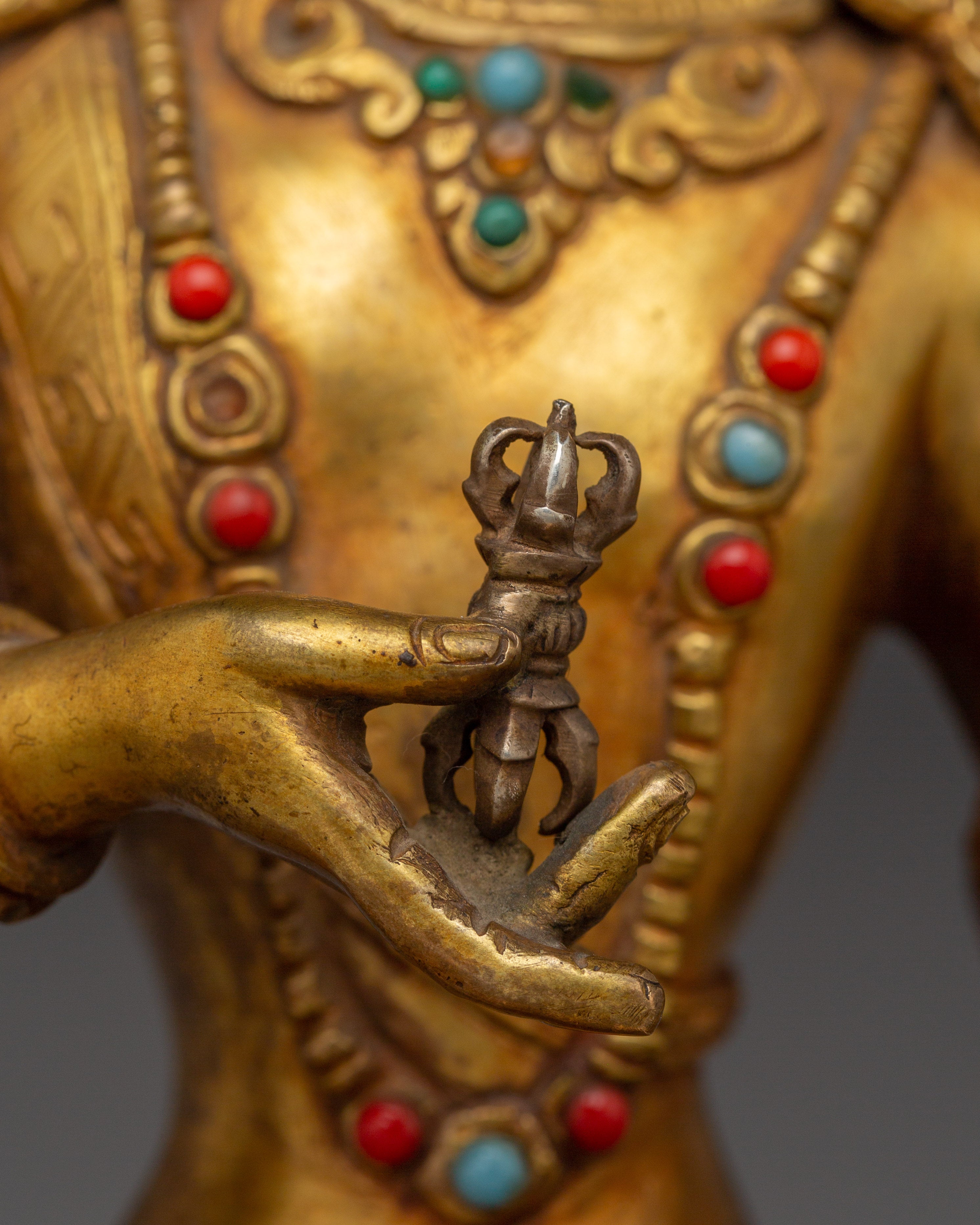 Handcrafted 24K Gold Gilded Vajrasattva Buddhist Sculpture For Meditation