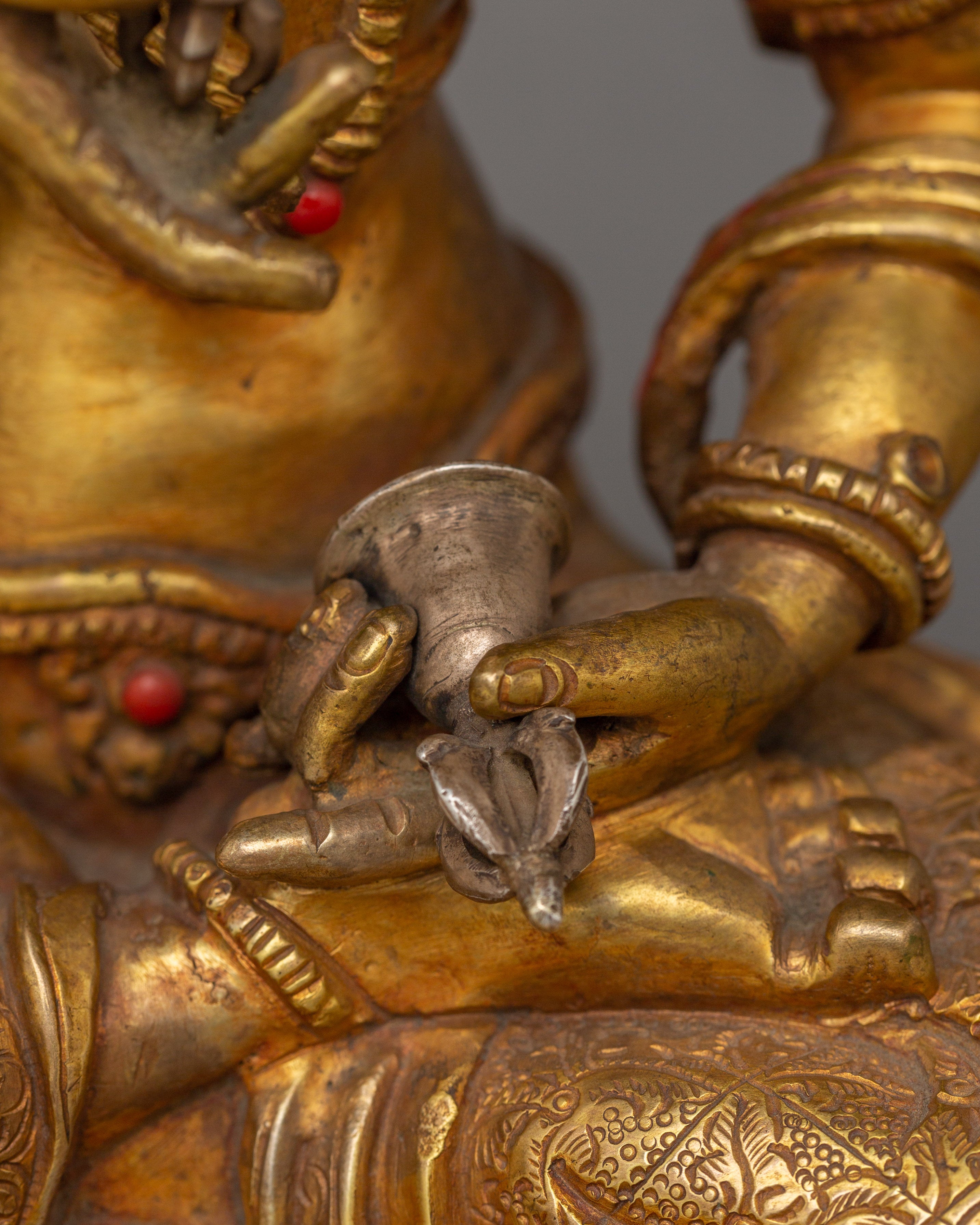 Handcrafted 24K Gold Gilded Vajrasattva Buddhist Sculpture For Meditation