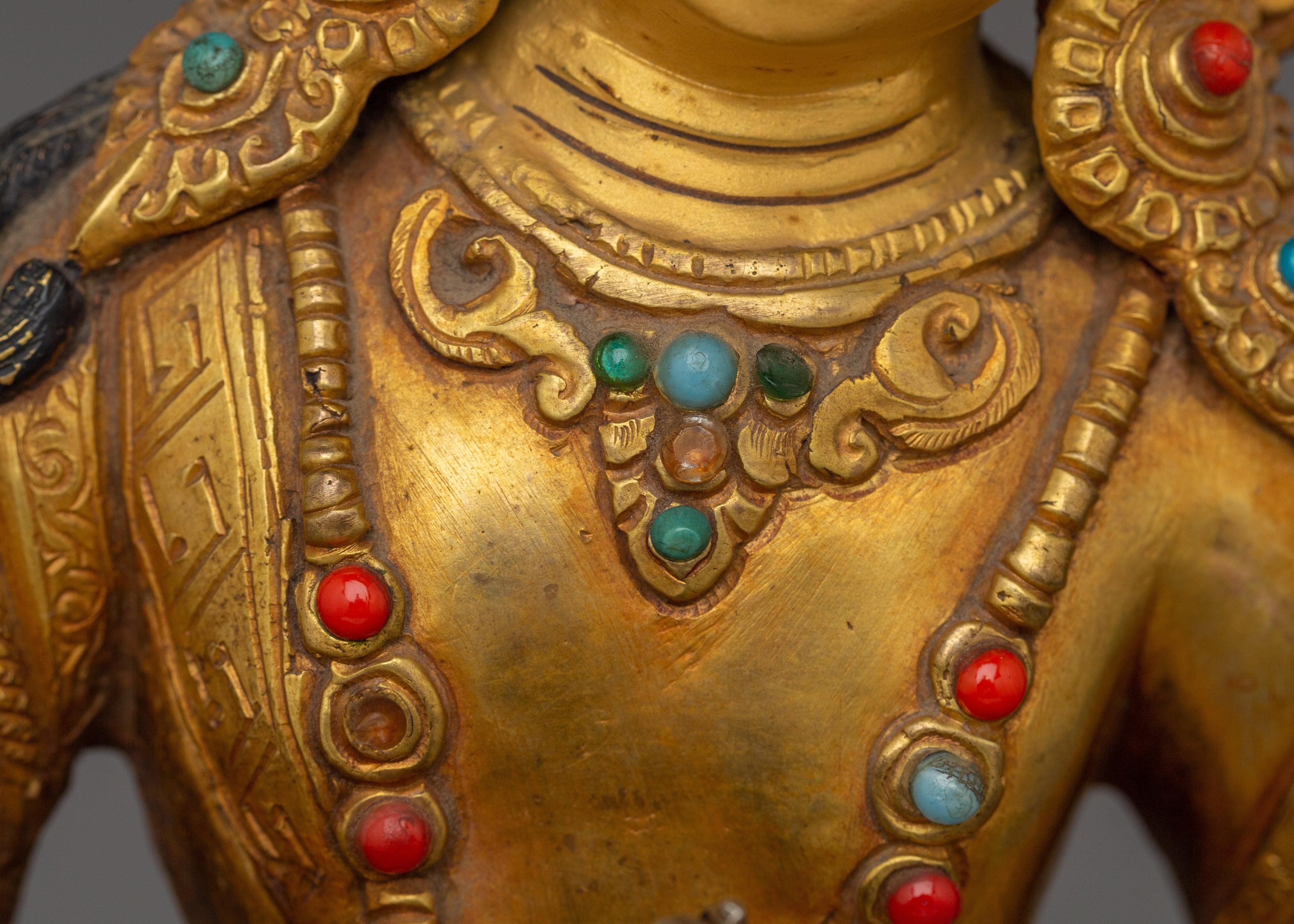 Handcrafted 24K Gold Gilded Vajrasattva Buddhist Sculpture For Meditation