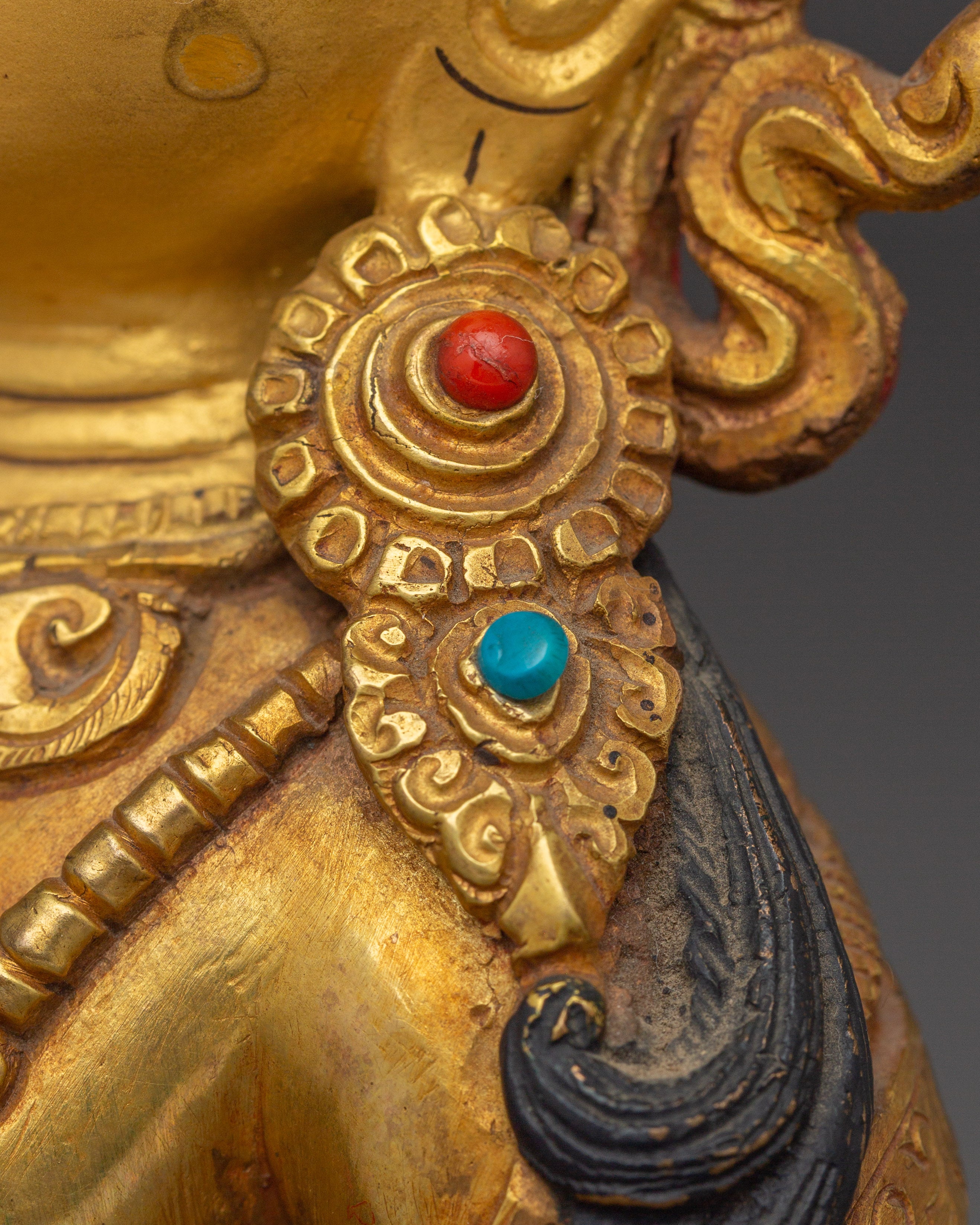 Handcrafted 24K Gold Gilded Vajrasattva Buddhist Sculpture For Meditation