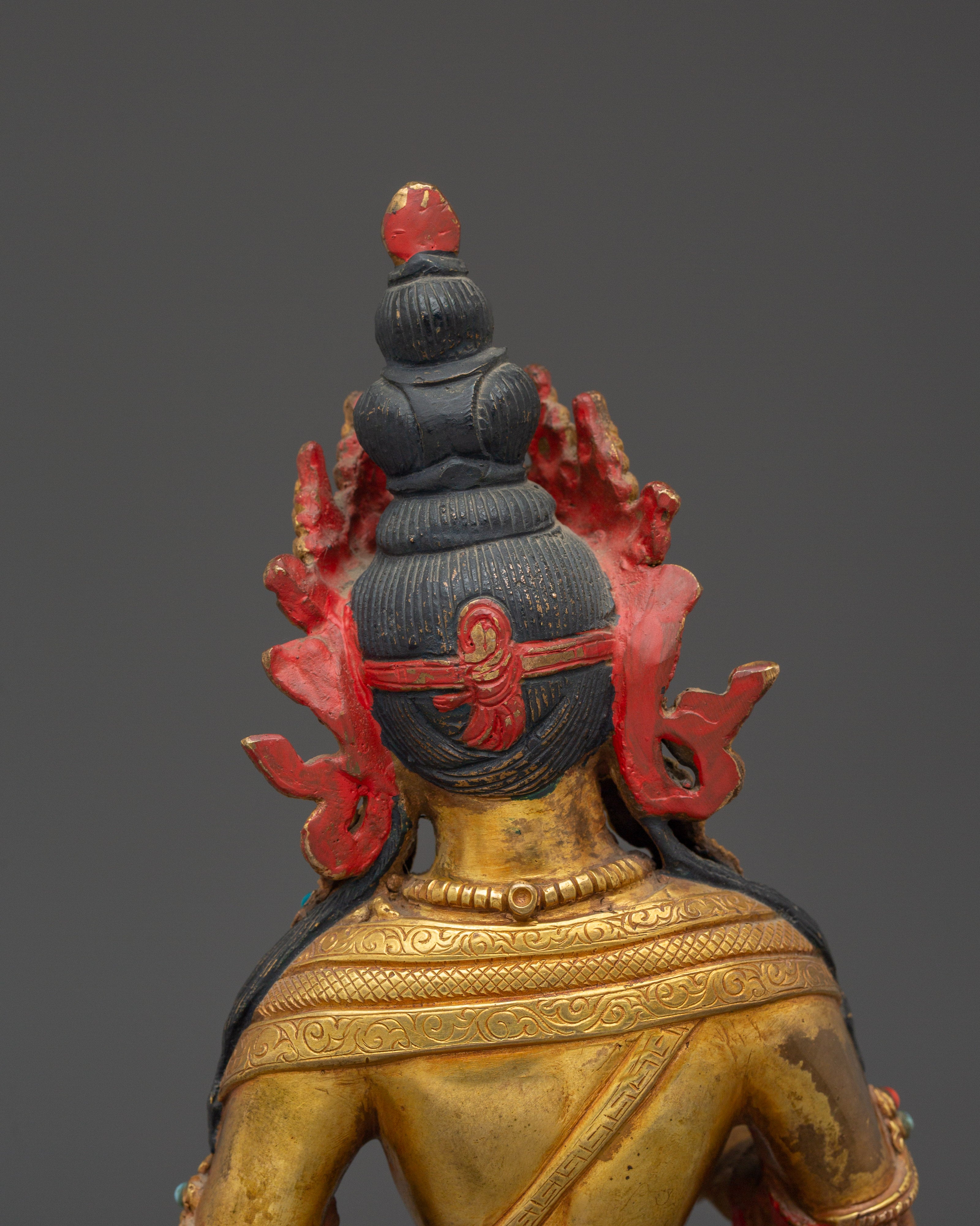 Handcrafted 24K Gold Gilded Vajrasattva Buddhist Sculpture For Meditation