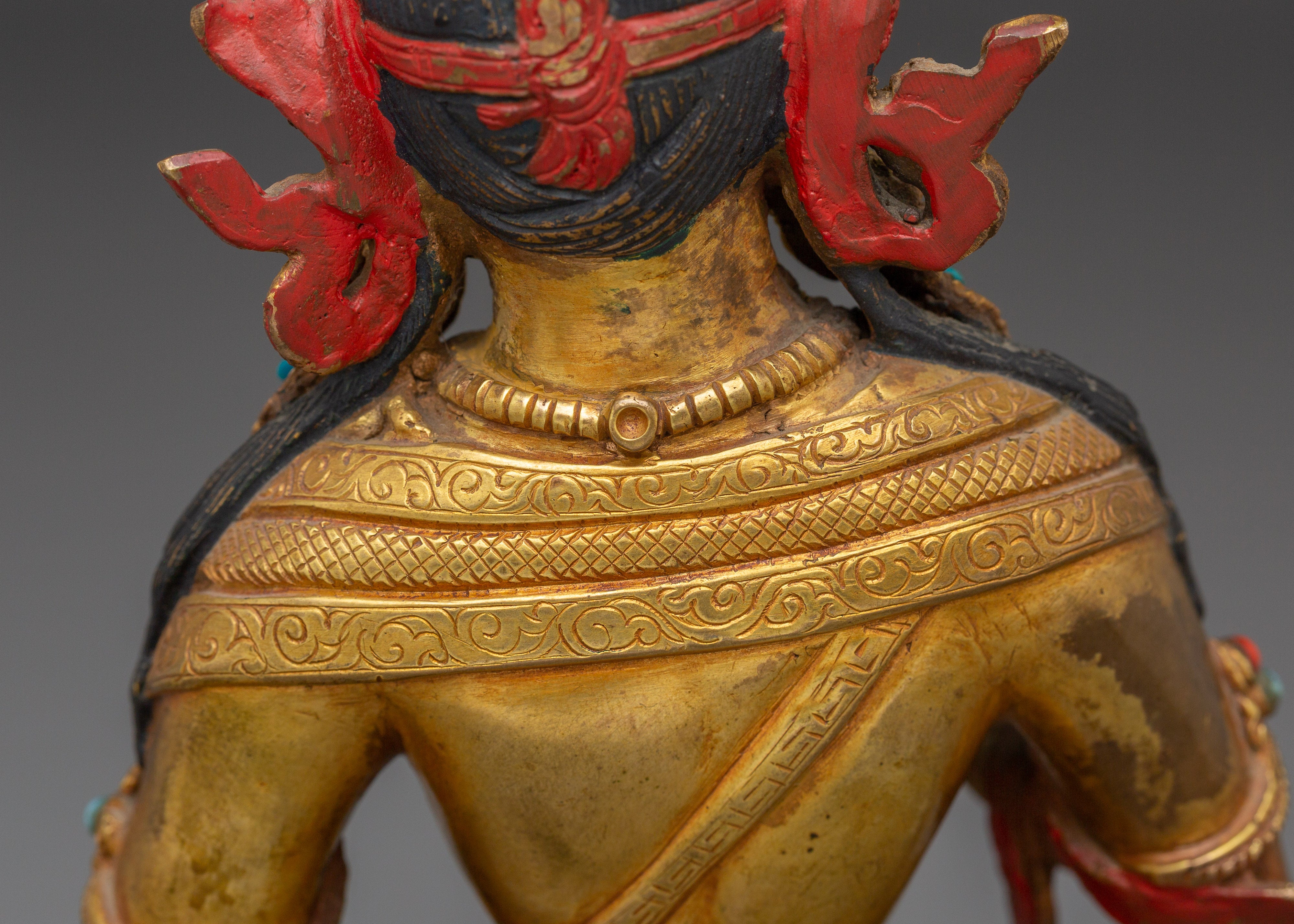 Handcrafted 24K Gold Gilded Vajrasattva Buddhist Sculpture For Meditation