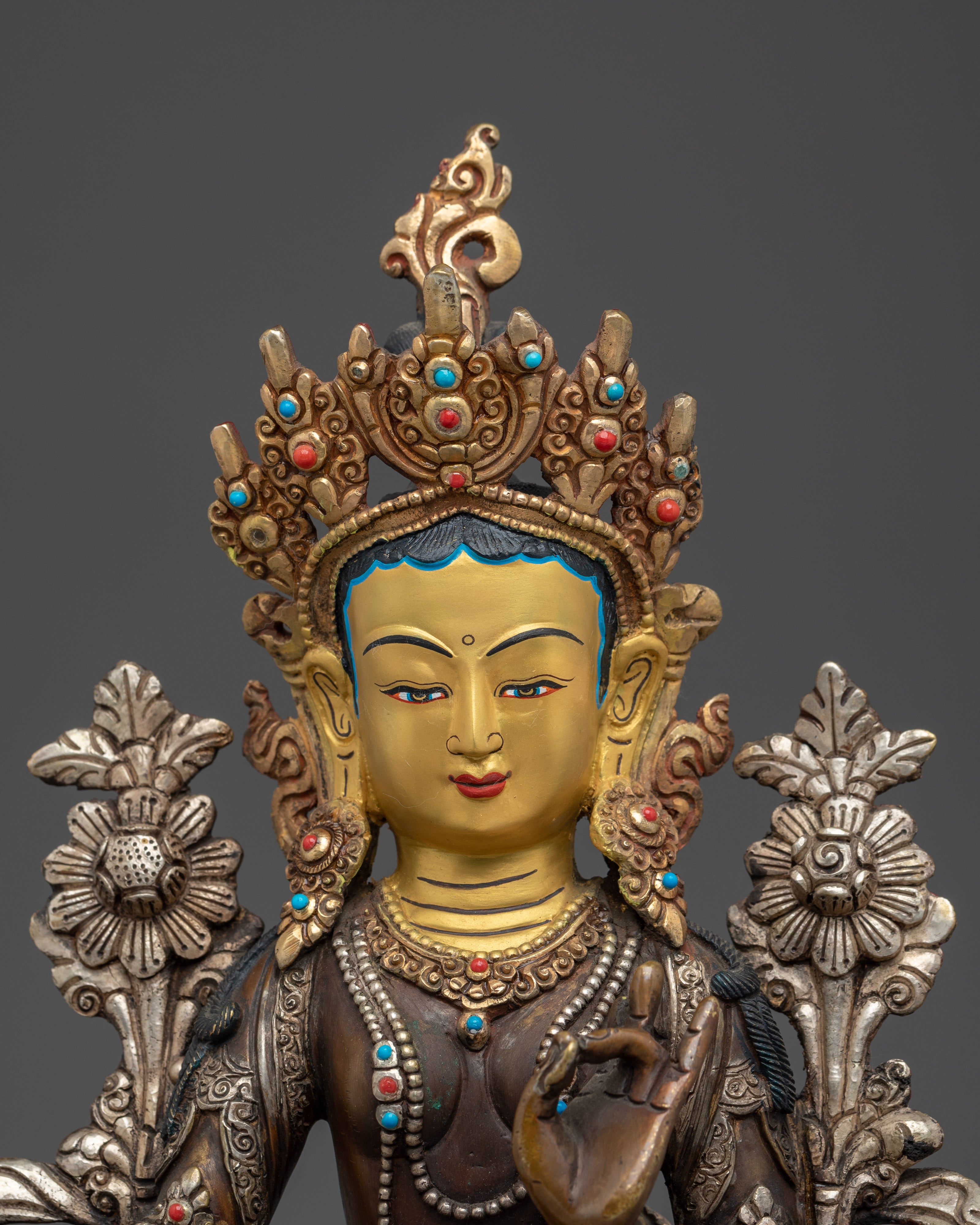 Green Tara Goddess Of Compassion Statue | Traditional Himalayan Art