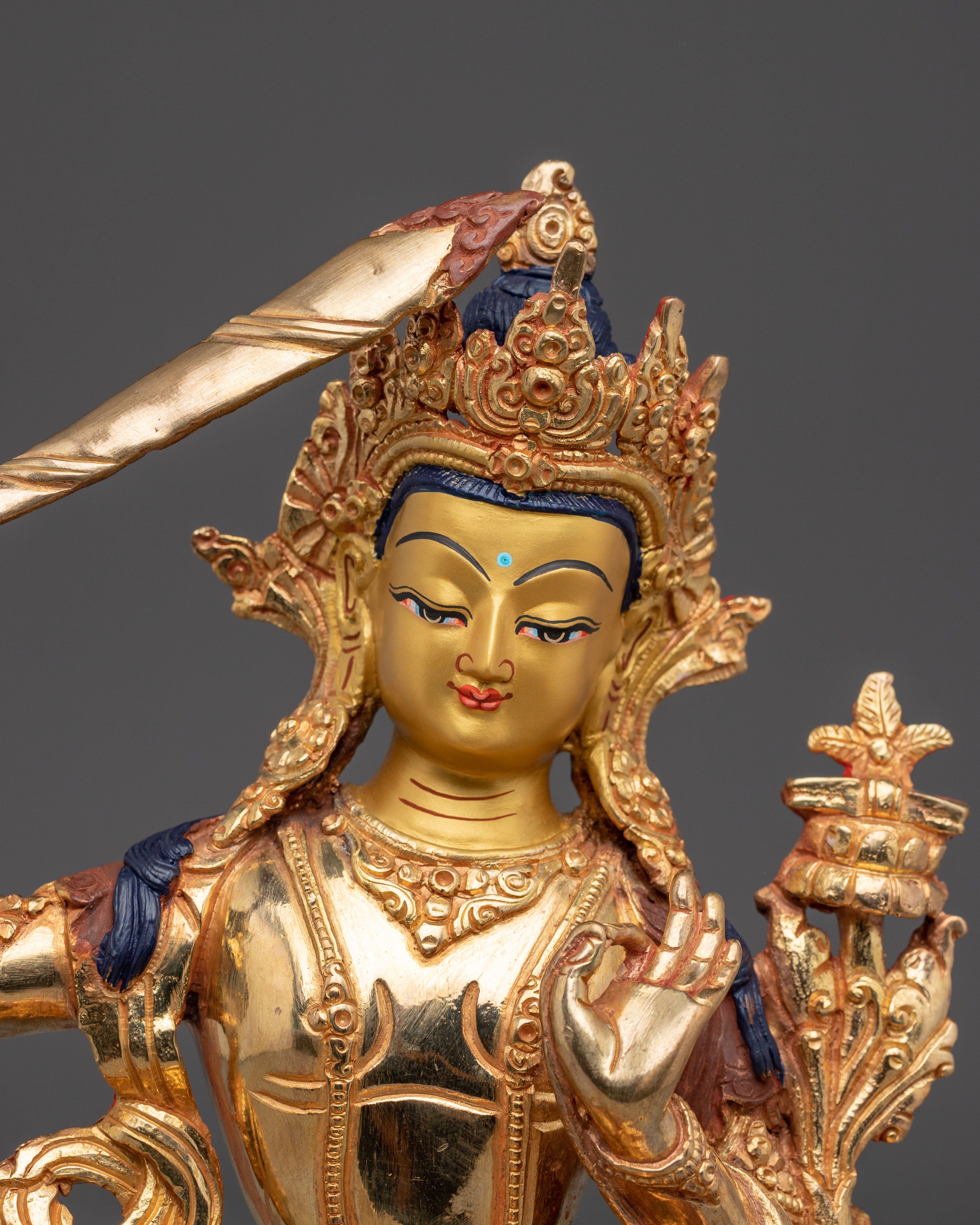 Buddhist Wisdom Icon Manjushri | Handcrafted Nepali Art
