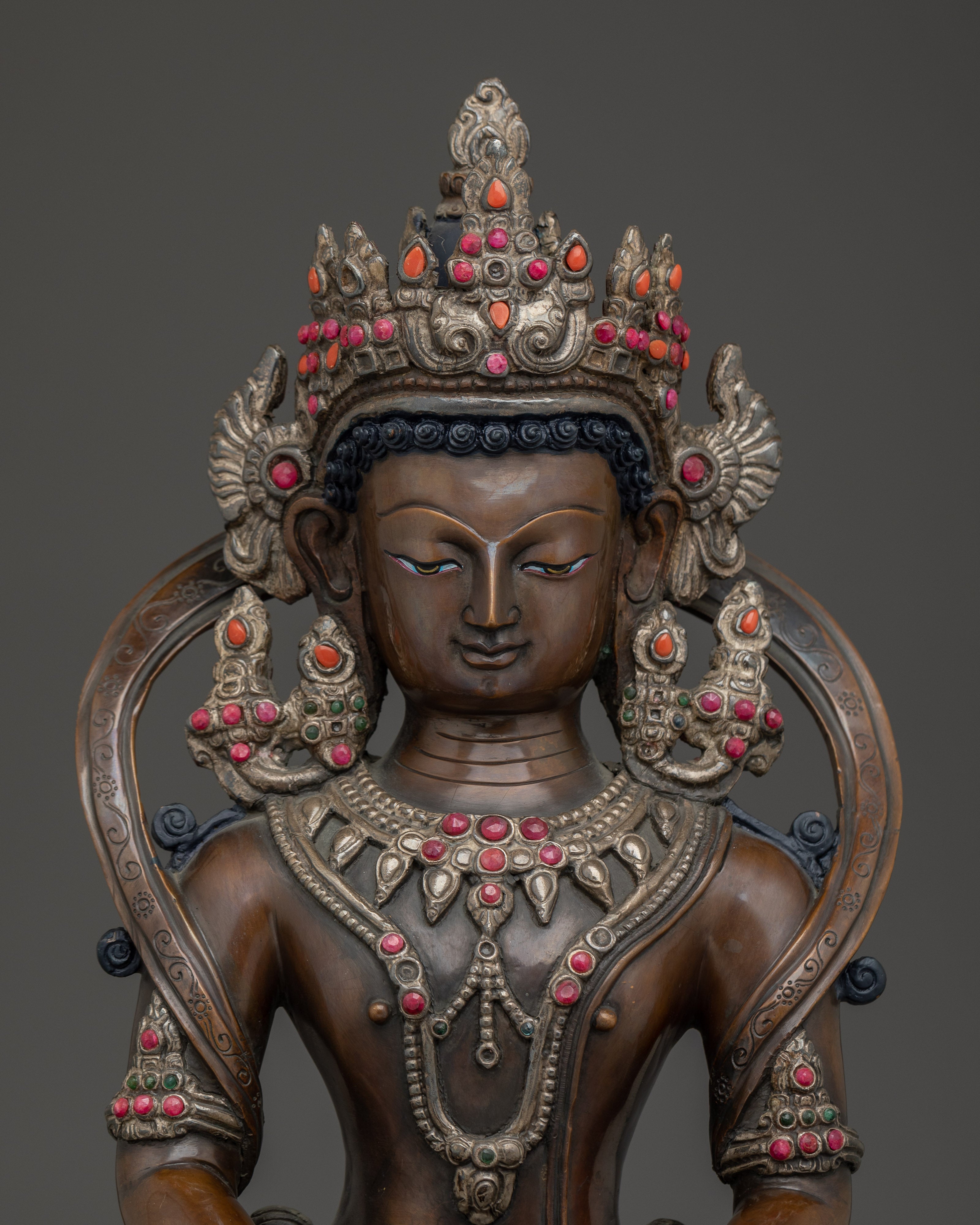 Crown Amitabha Buddha Sculpture | Ruler of the Pure Land