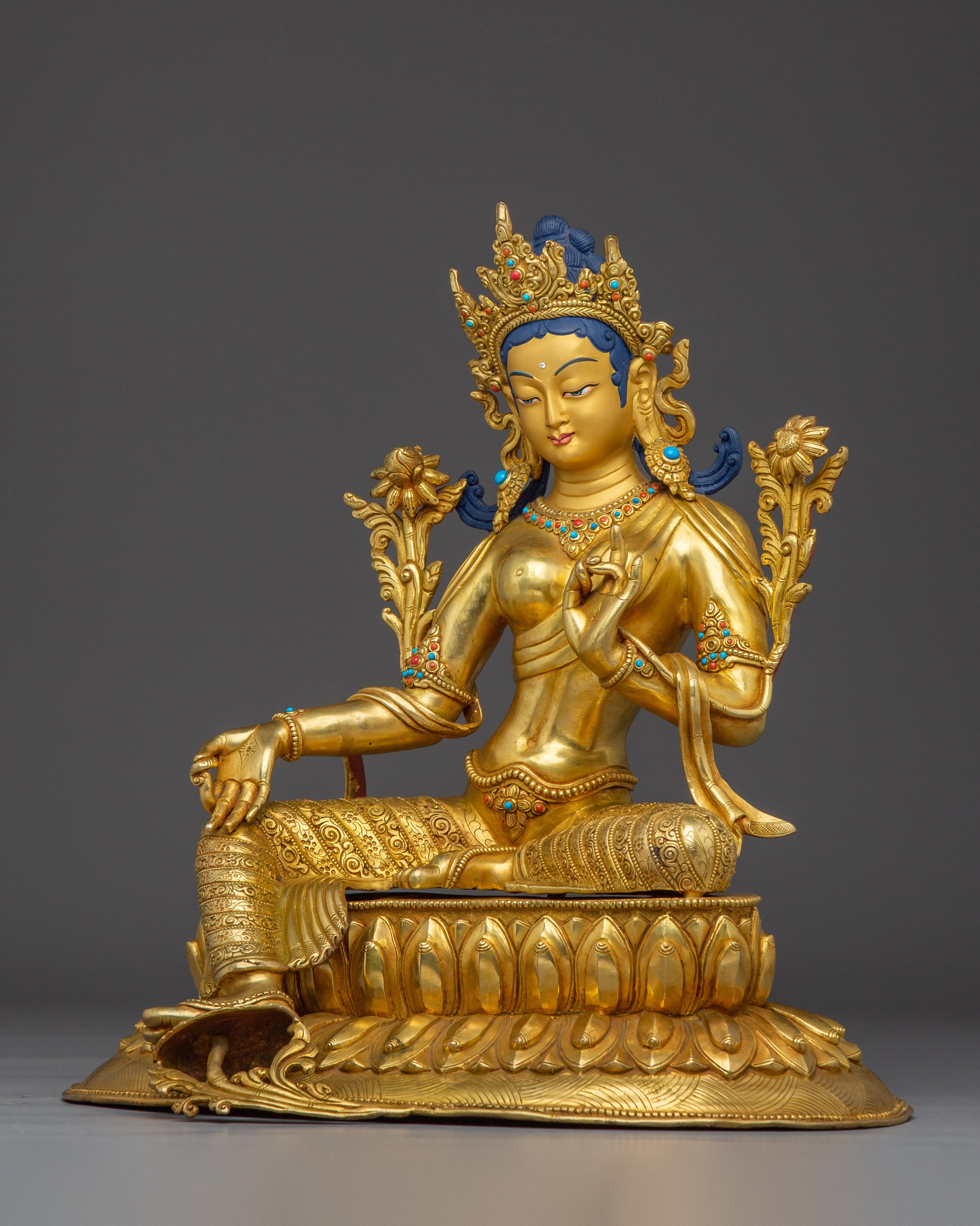 Golden Copper Green Tara Art | Embodies Compassion and Protection