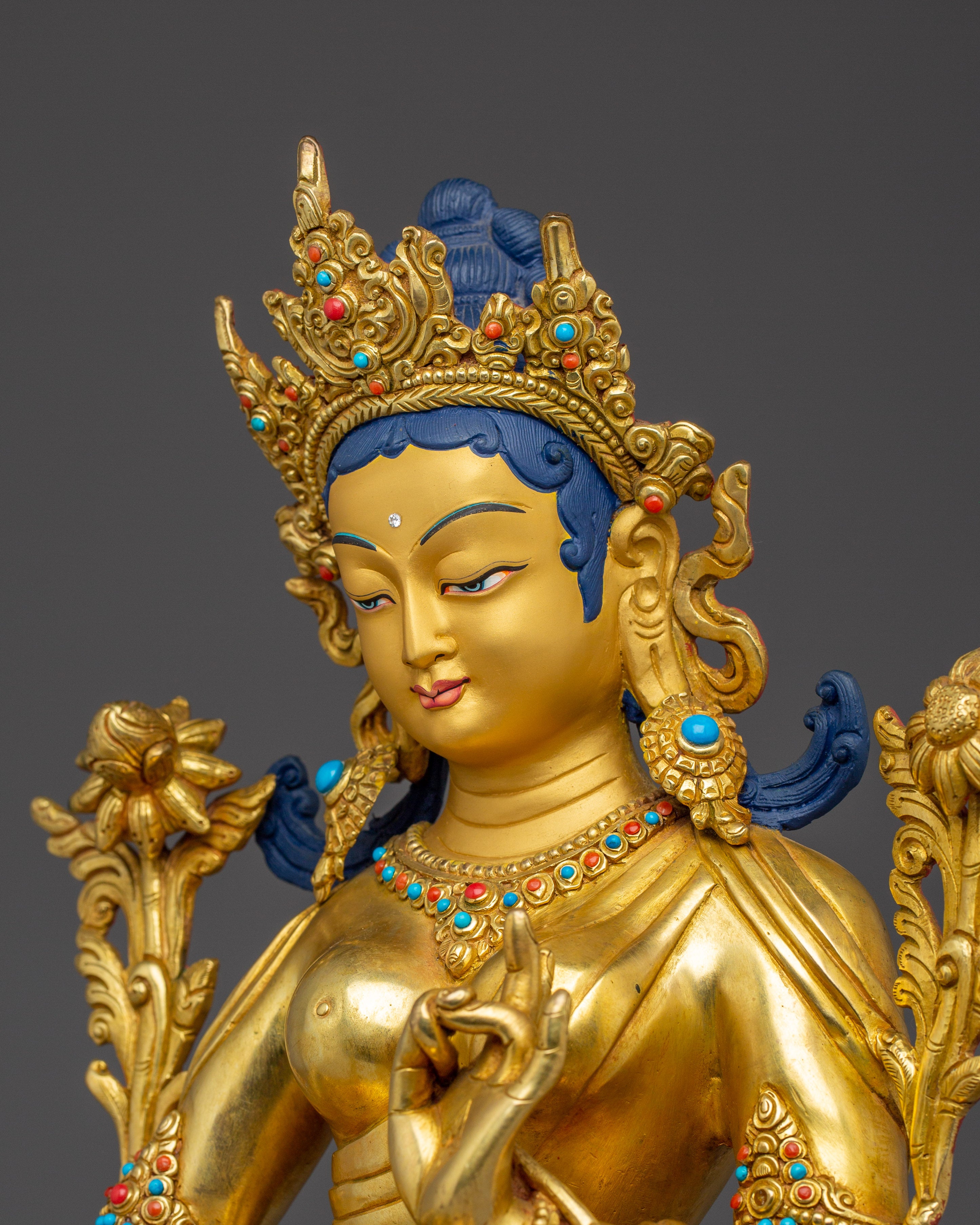 Golden Copper Green Tara Art | Embodies Compassion and Protection