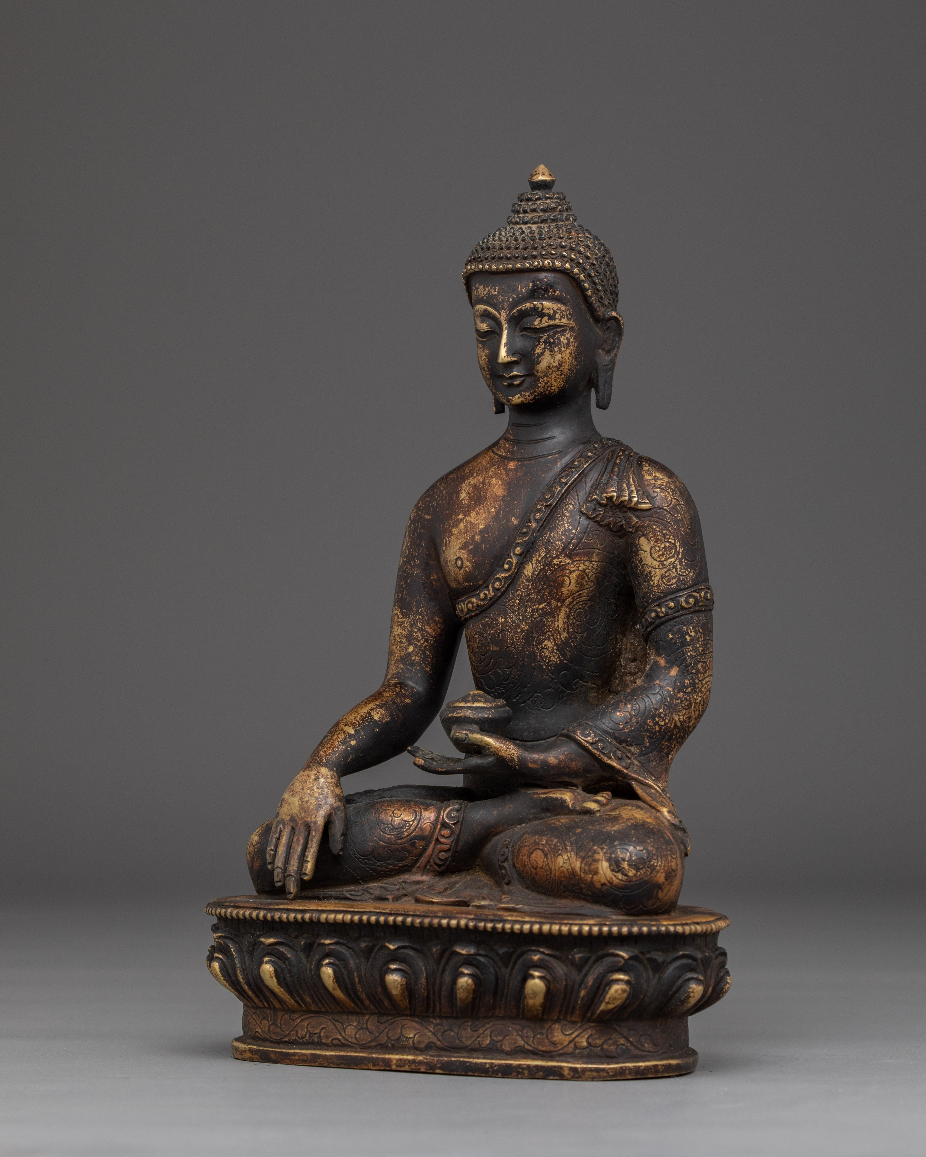 Shakyamuni Buddha Statue with Antique Finish | Spiritual Decor Artwork