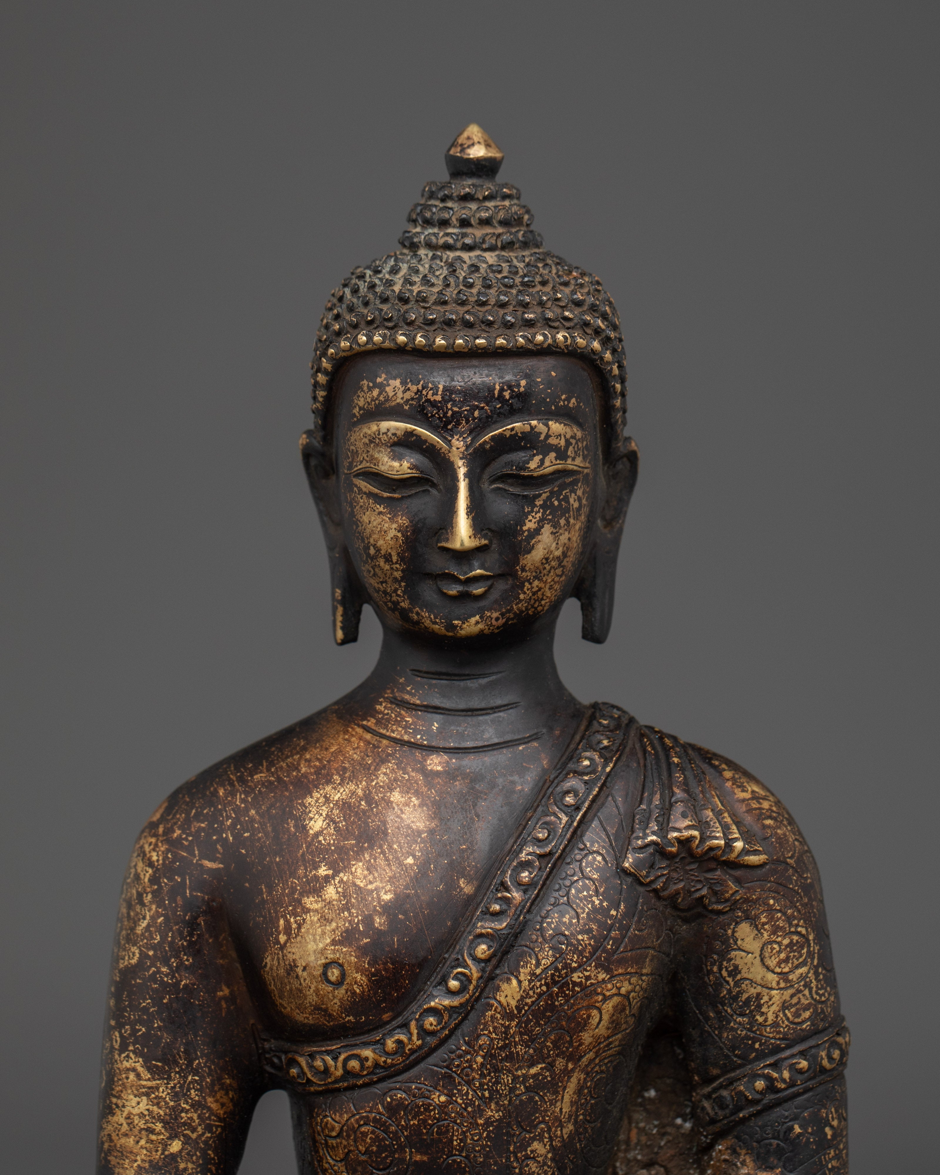 Shakyamuni Buddha Statue with Antique Finish | Spiritual Decor Artwork