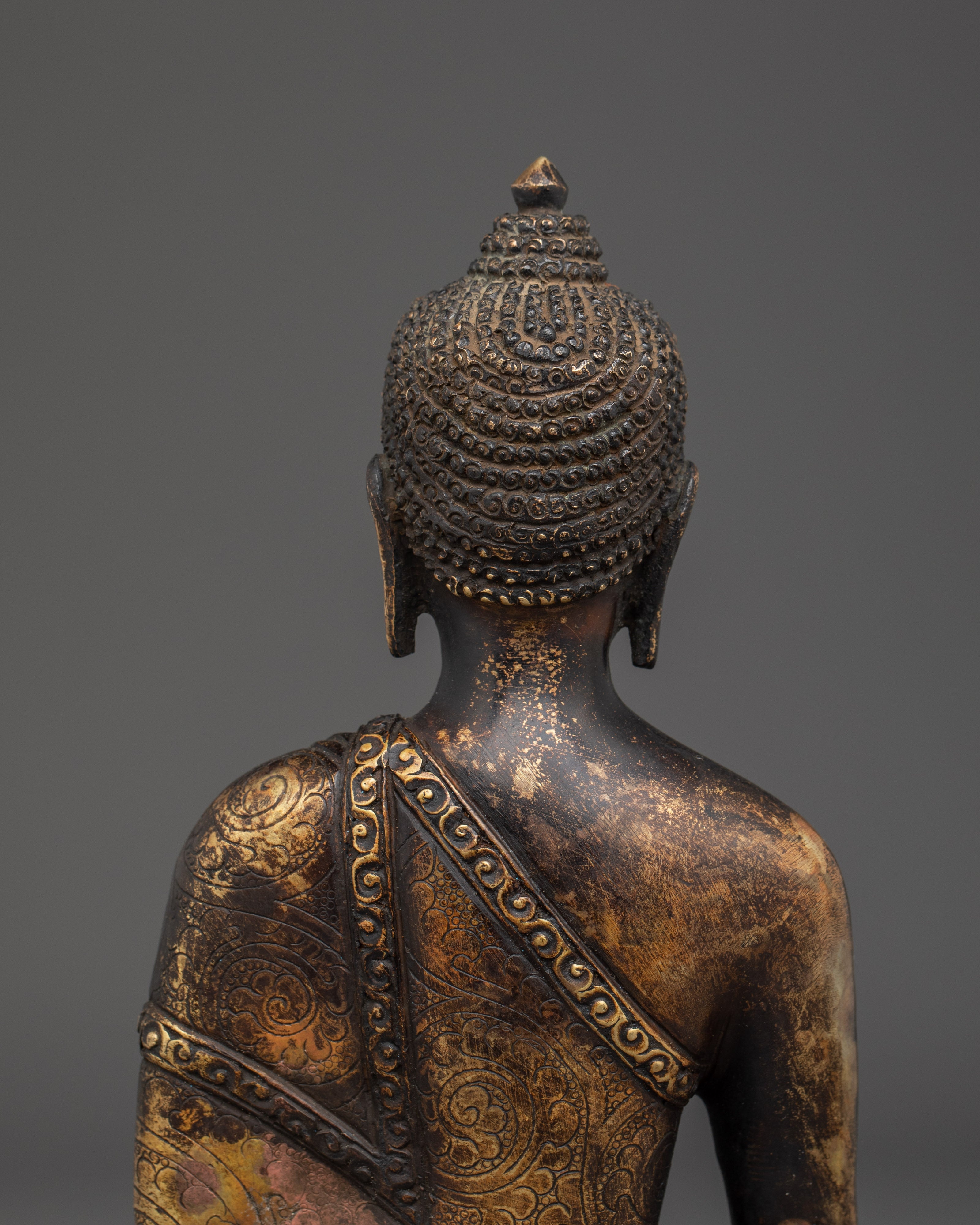 Shakyamuni Buddha Statue with Antique Finish | Spiritual Decor Artwork