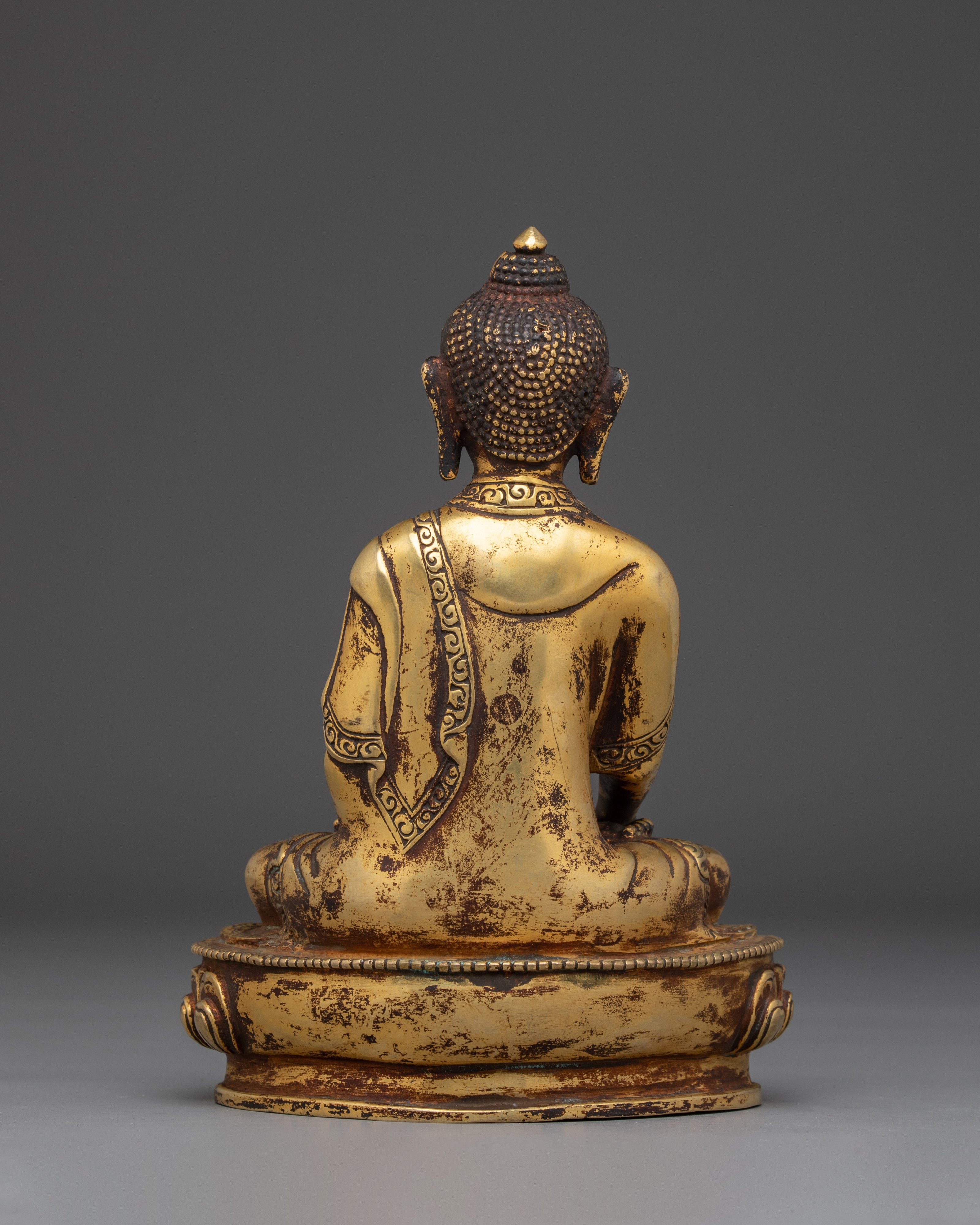 Golden Gautama Buddha with Antique Finish Statue for Spirituality