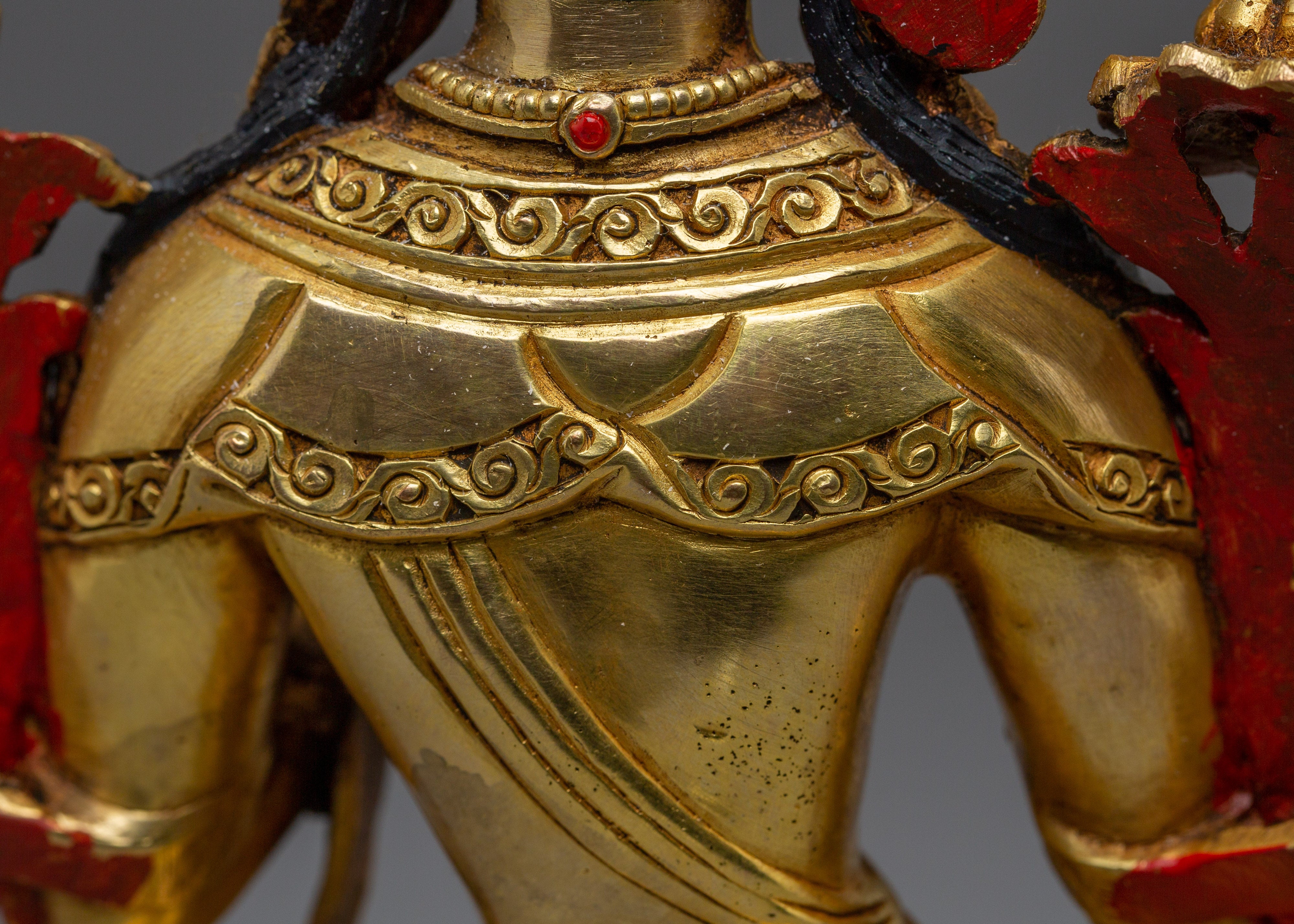 Golden Handmade Green Tara Statue | Shyama Tara - Mother of Liberation