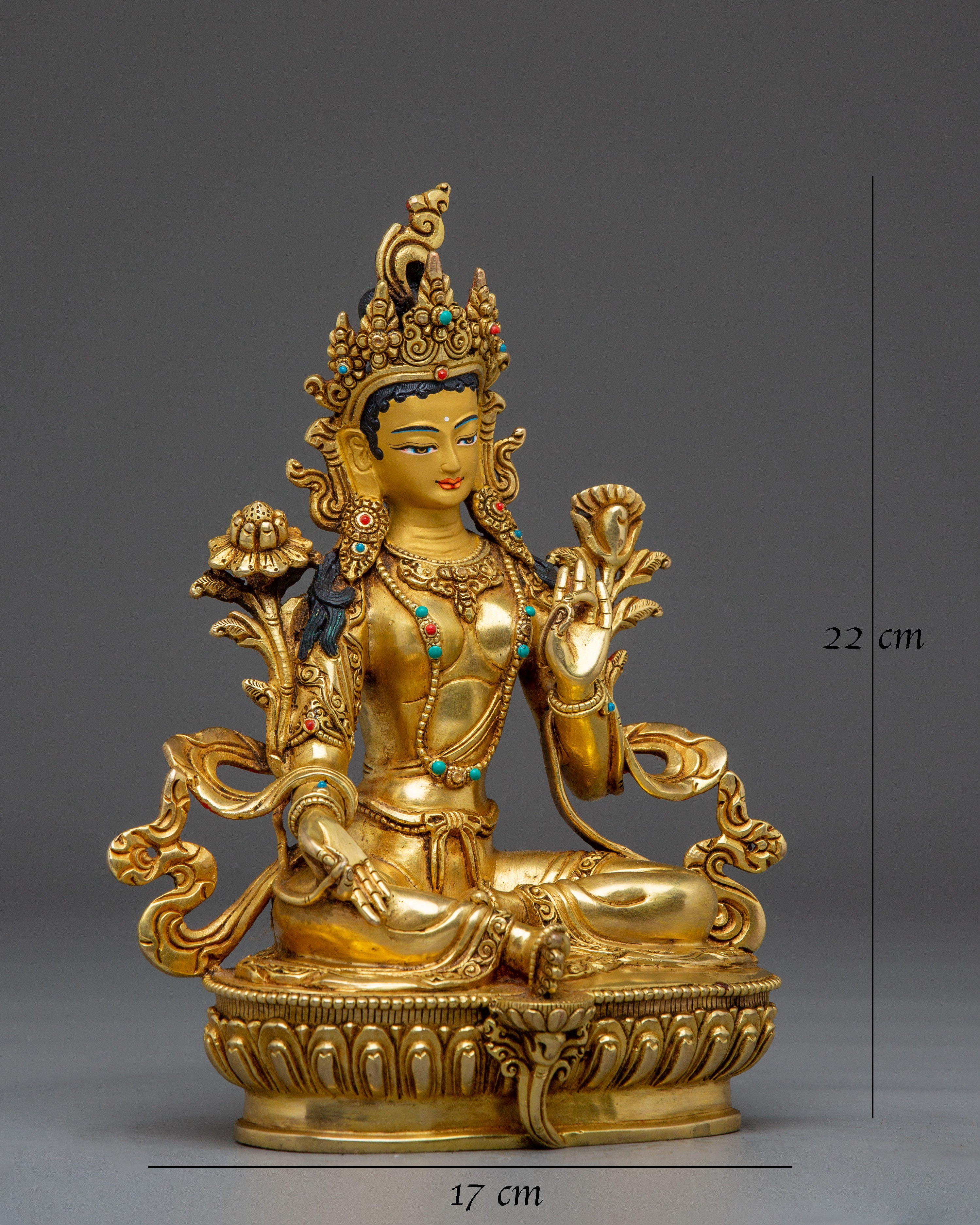 Golden Handmade Green Tara Statue