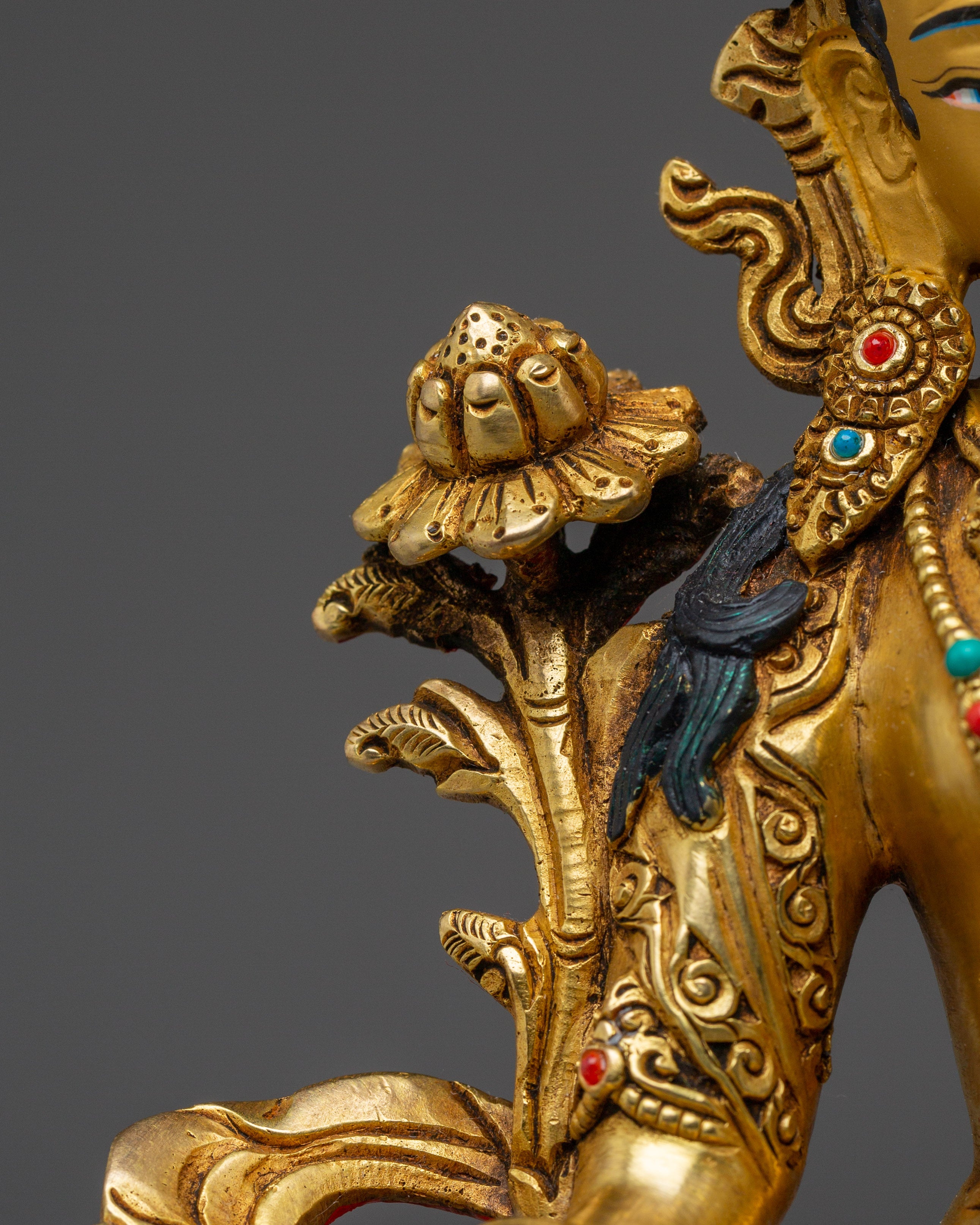 Golden Handmade Green Tara Statue | Shyama Tara - Mother of Liberation