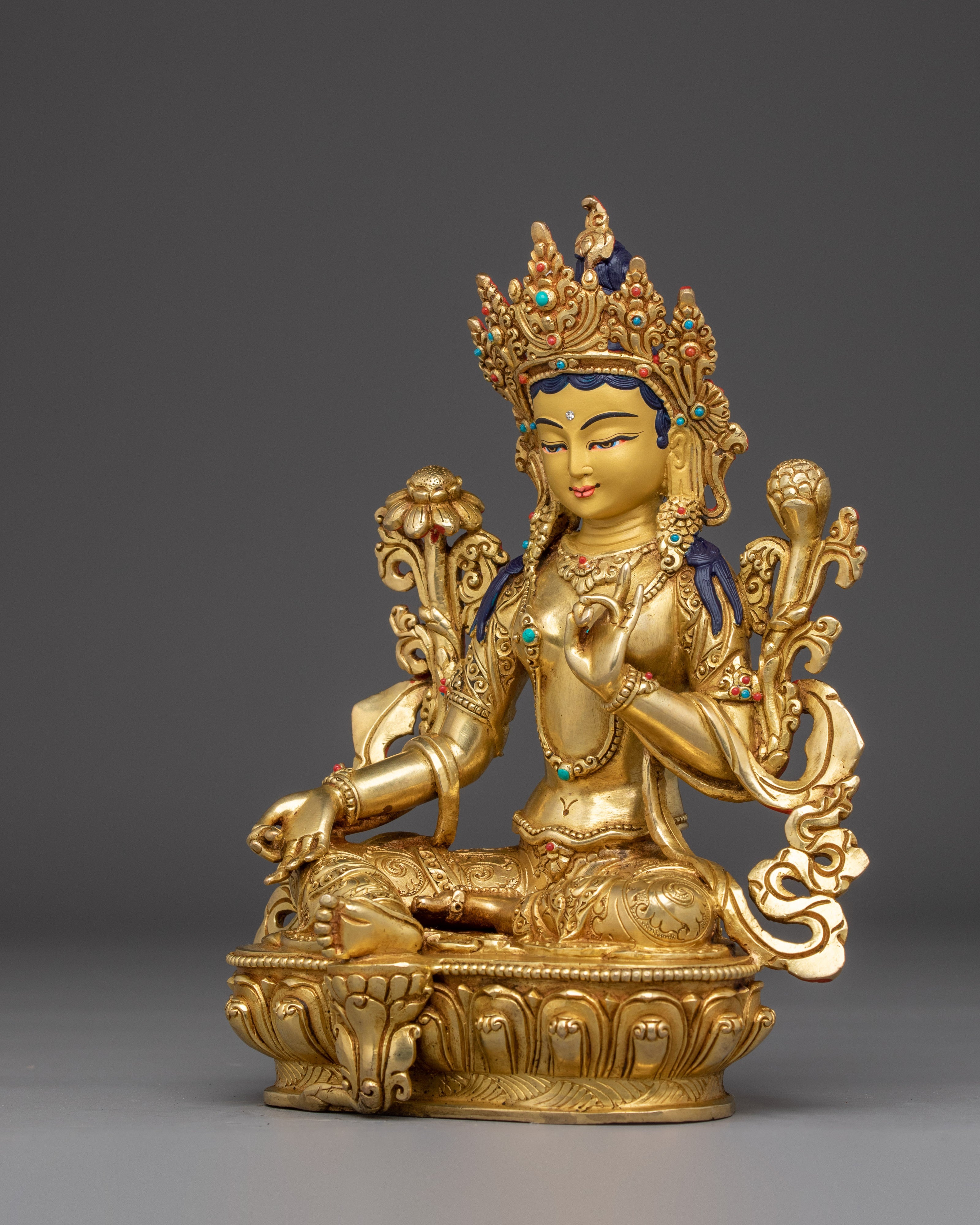 Compassionate Green Tara Copper Statue | Mother of All Buddhas