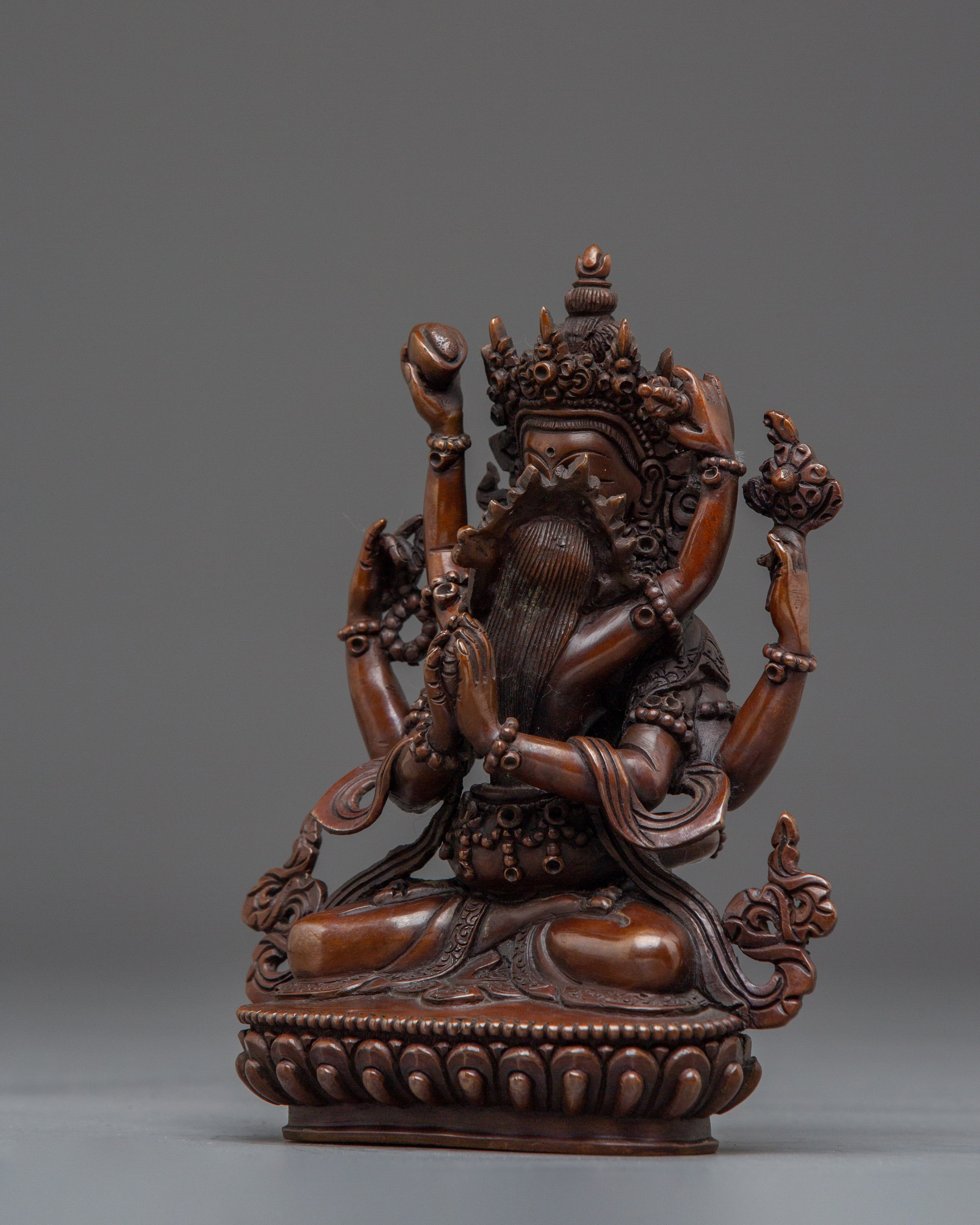 Red Chenrezig with consort Oxidized Statue | Union of compassion and wisdom