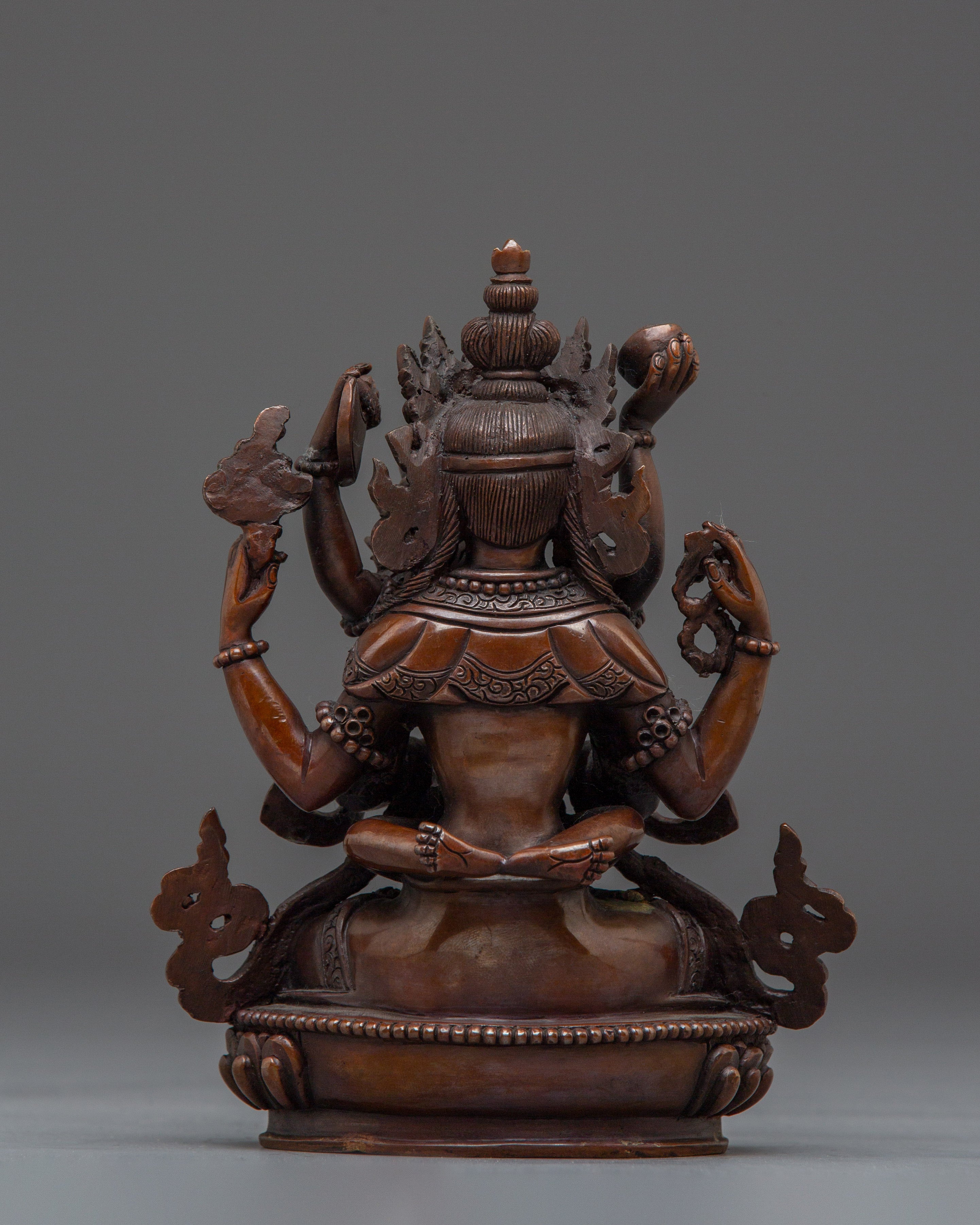 Red Chenrezig with consort Oxidized Statue | Union of compassion and wisdom