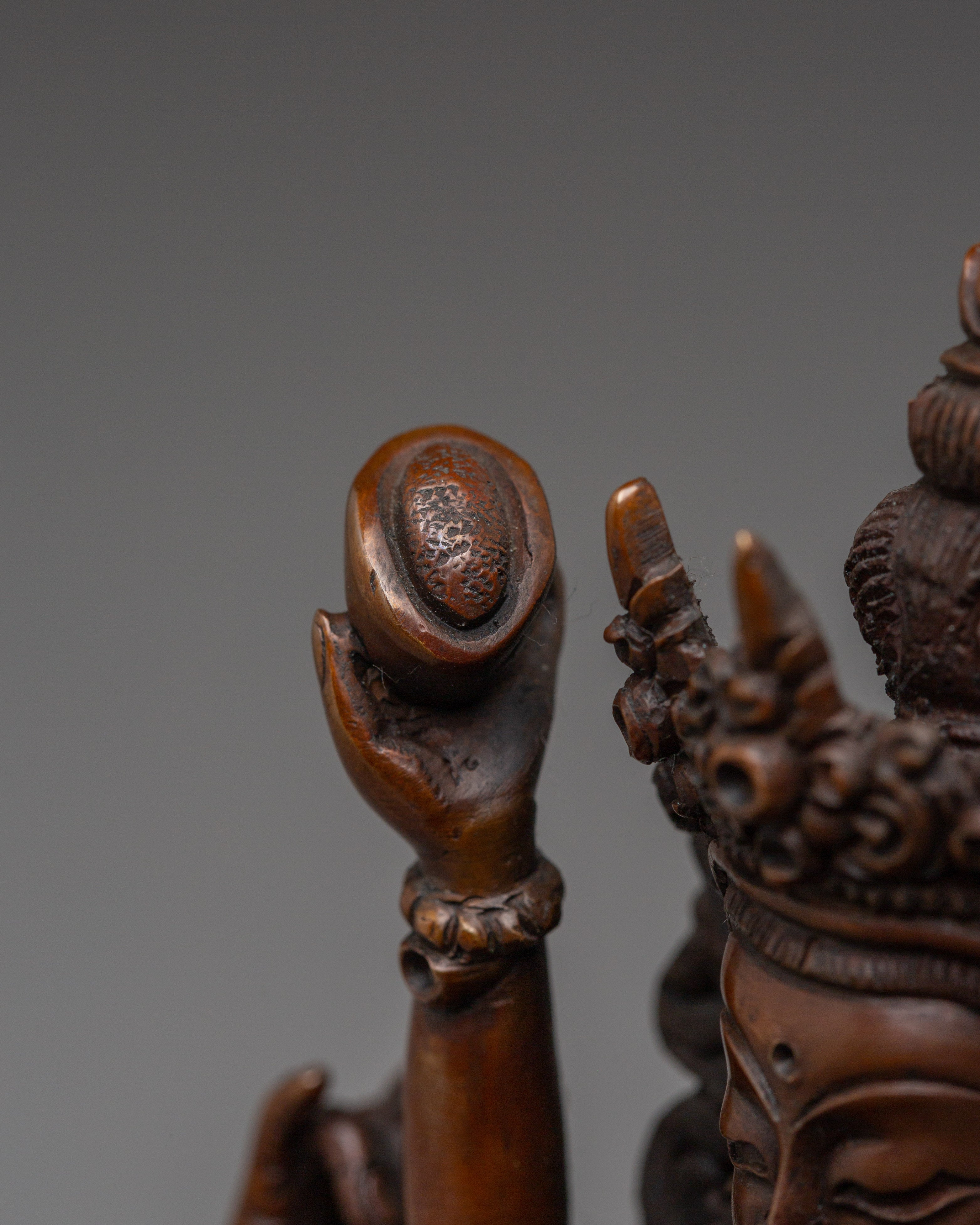 Red Chenrezig with consort Oxidized Statue | Union of compassion and wisdom