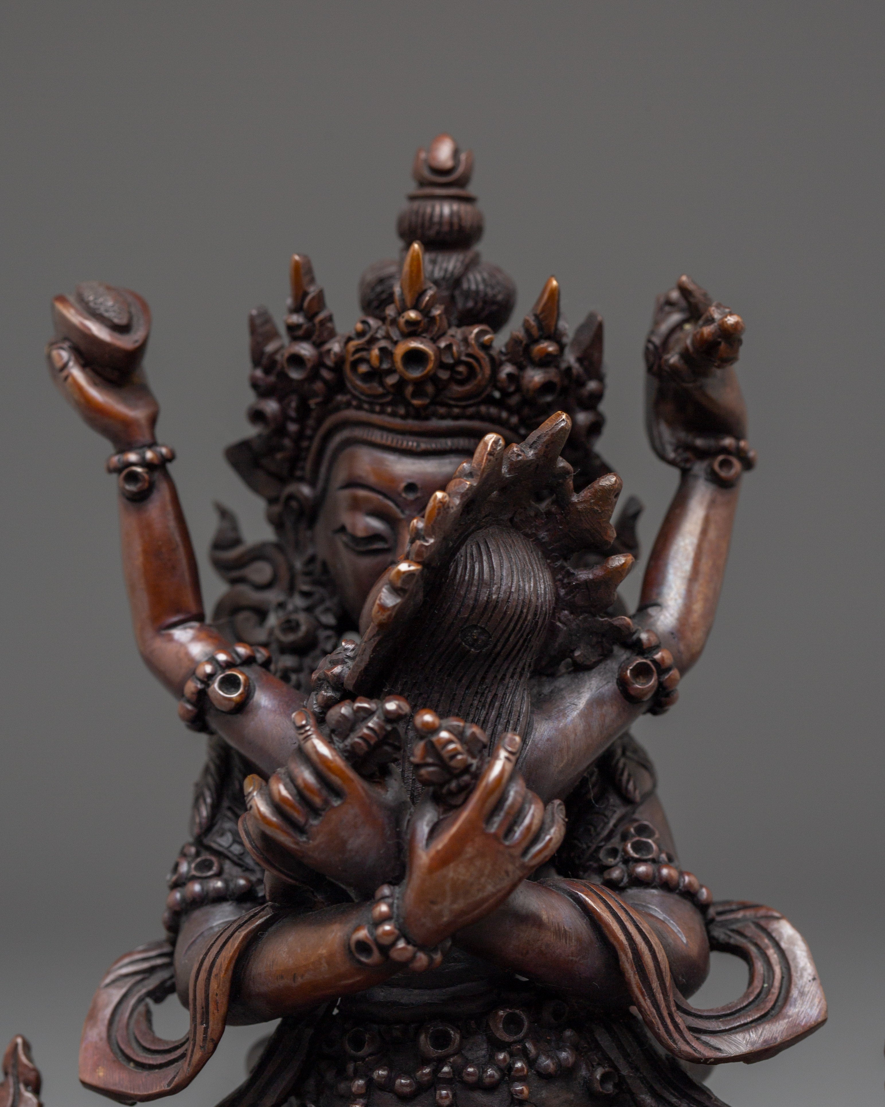 Vajradhara With Consort Oxidized Statue | Primordial Buddha Artwork
