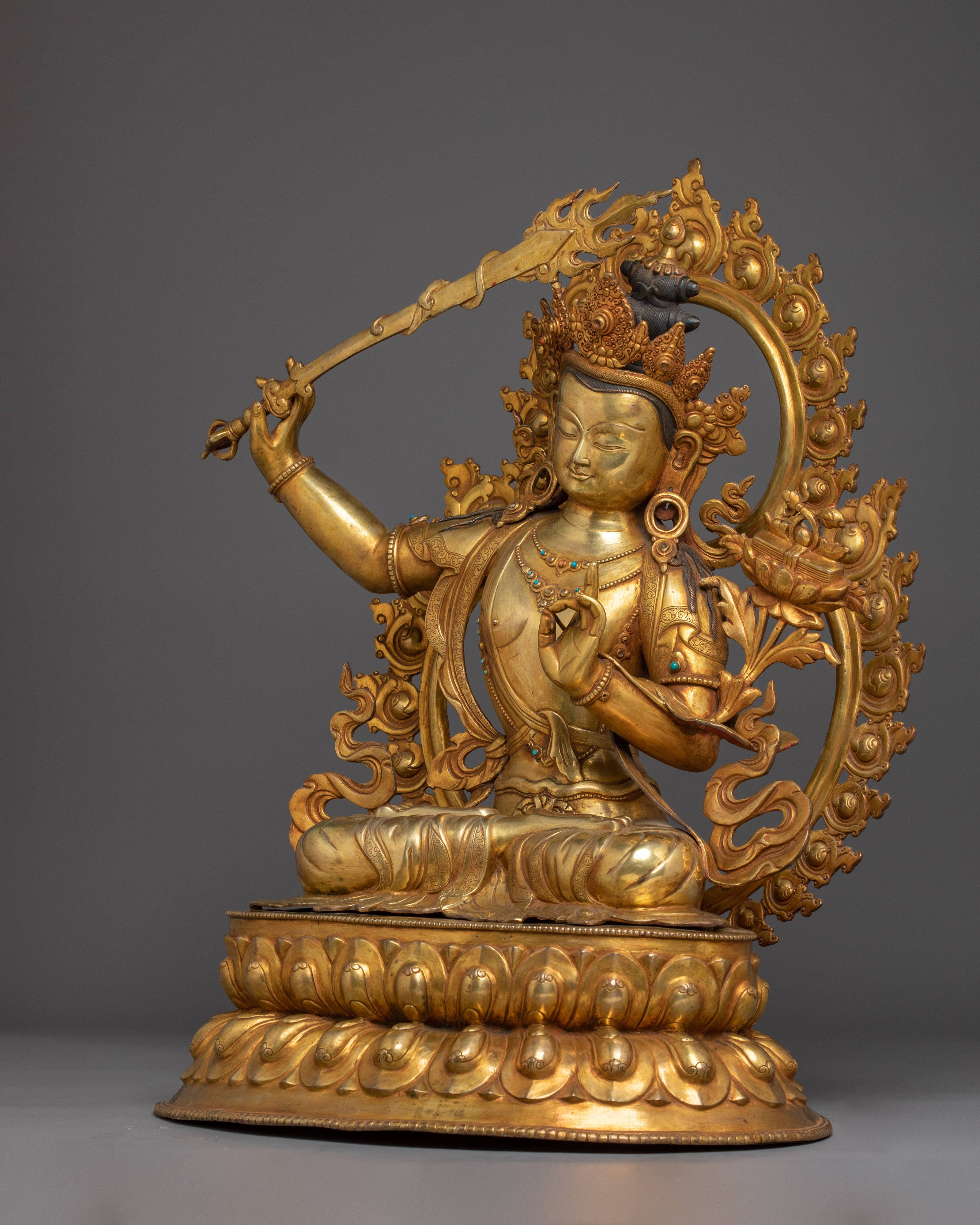 Radiant Wisdom Bodhisattva Manjushri Statue | Buddhist Spiritual Artwork