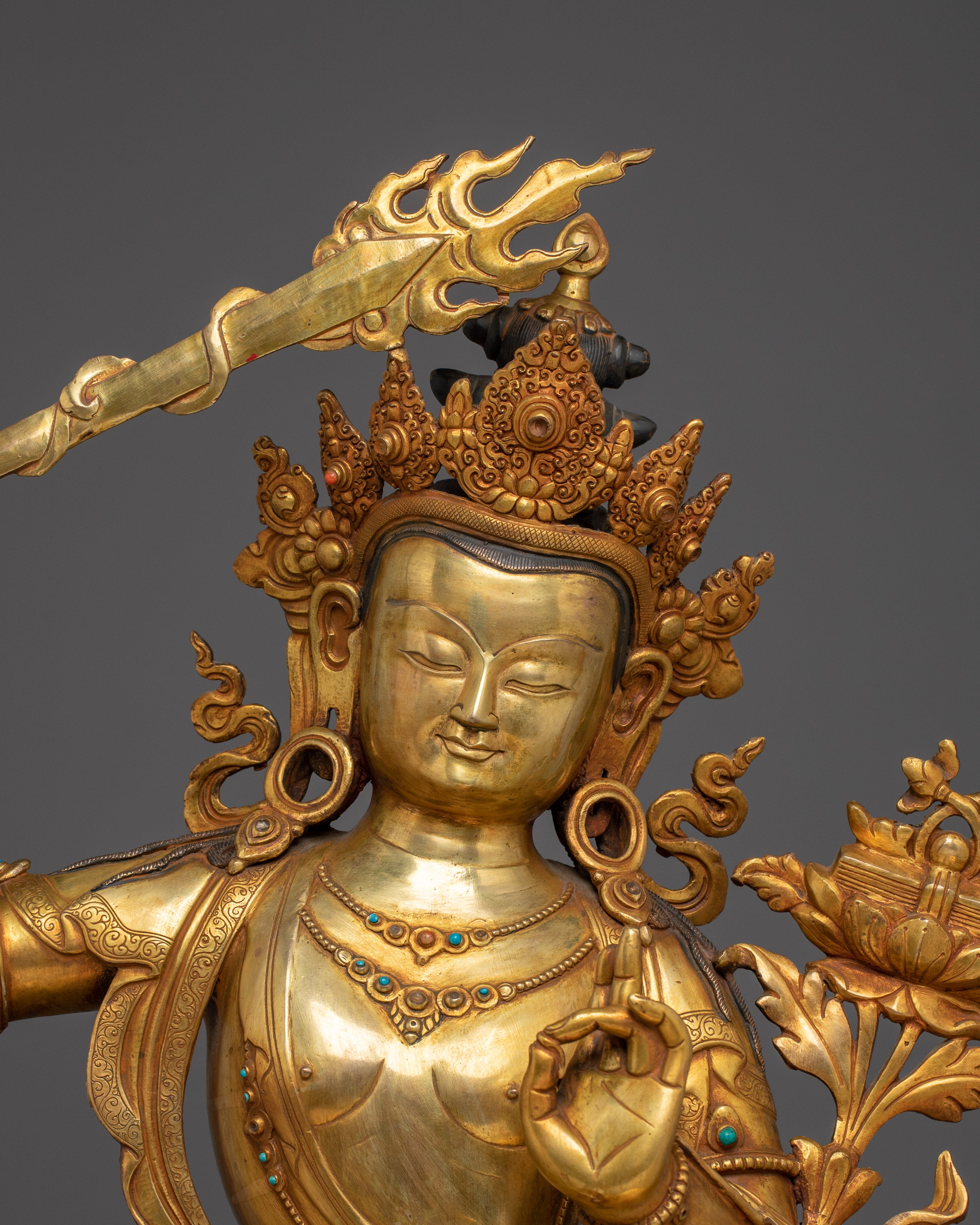 Radiant Wisdom Bodhisattva Manjushri Statue | Buddhist Spiritual Artwork