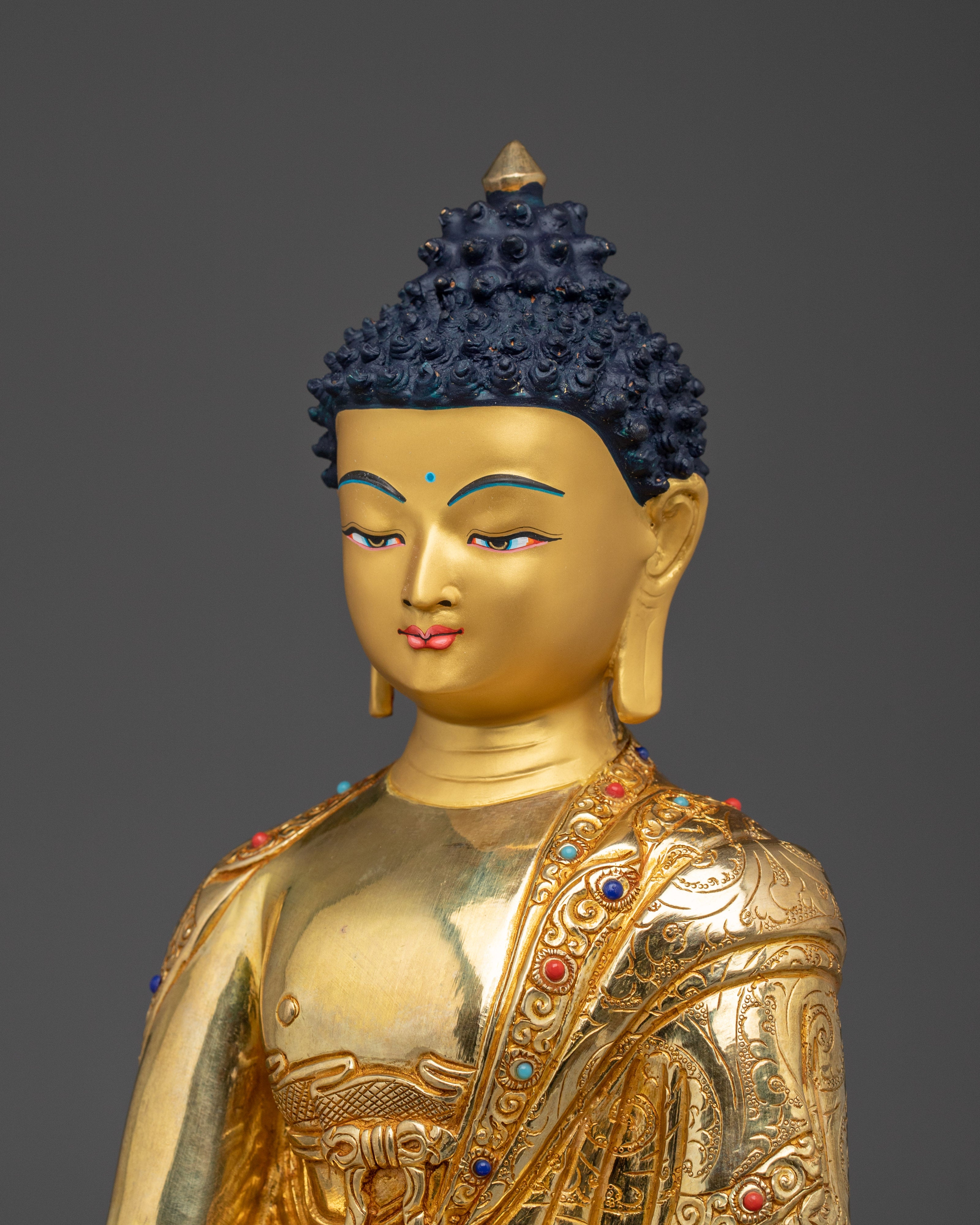 Tibetan Shakyamuni Buddha Spiritual Decor | Himalayan Handmade Statue