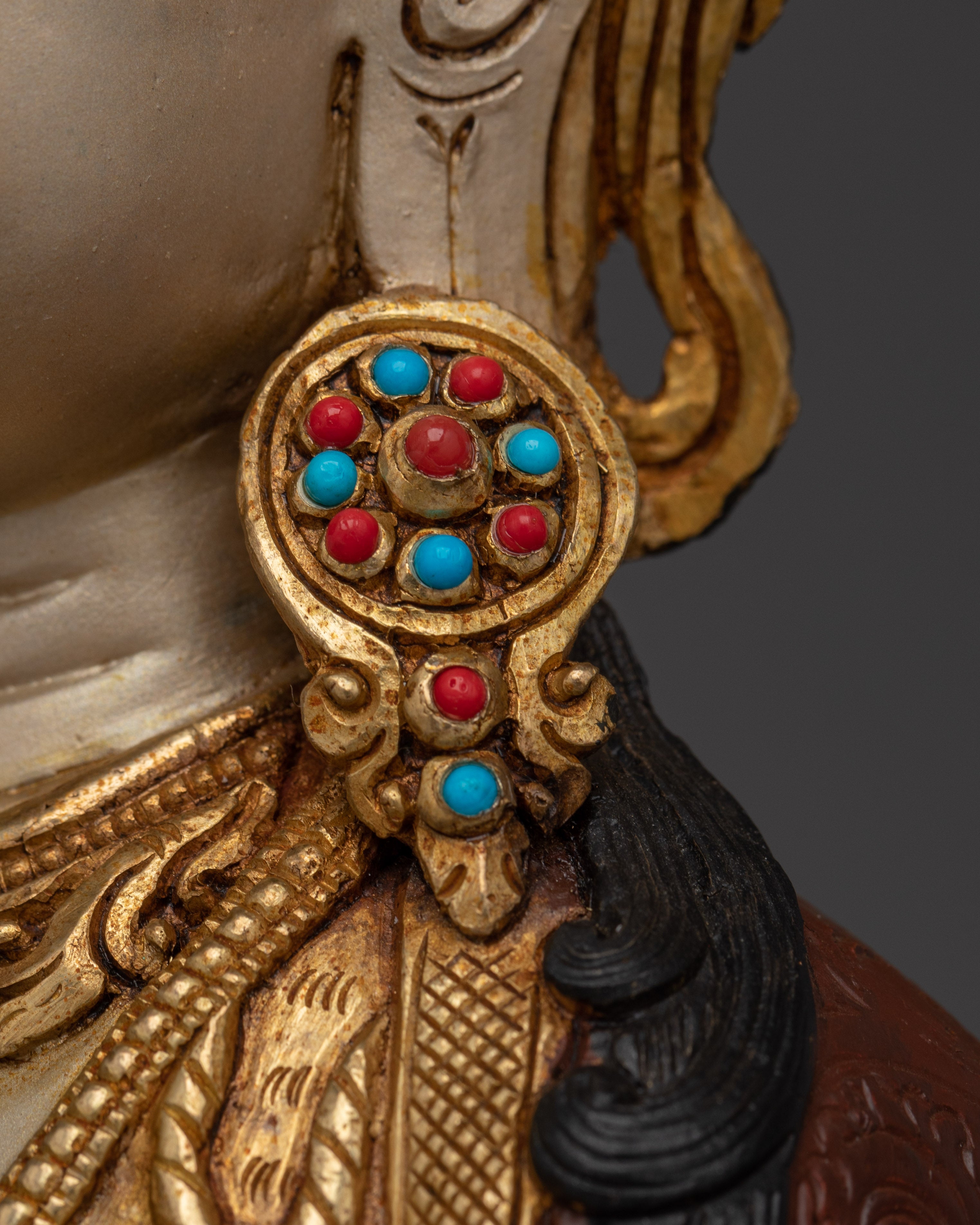 Gold Gilded Chenrezig Artwork with Copper Body | Tibetan Bodhisattva of Compassion