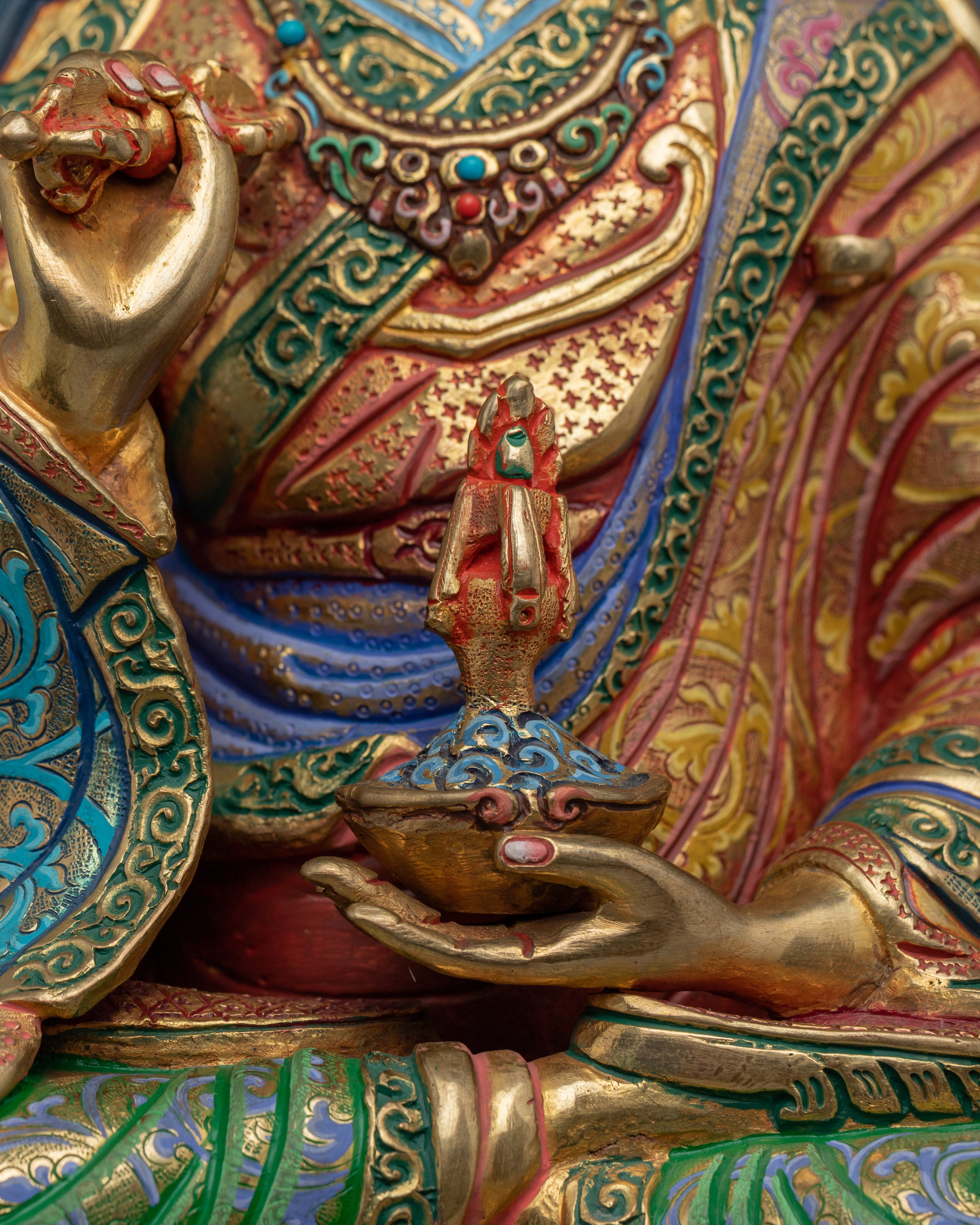 Colorful Guru Tsyoke Dorje Statue | Peaceful Padmasambhava Manifestation