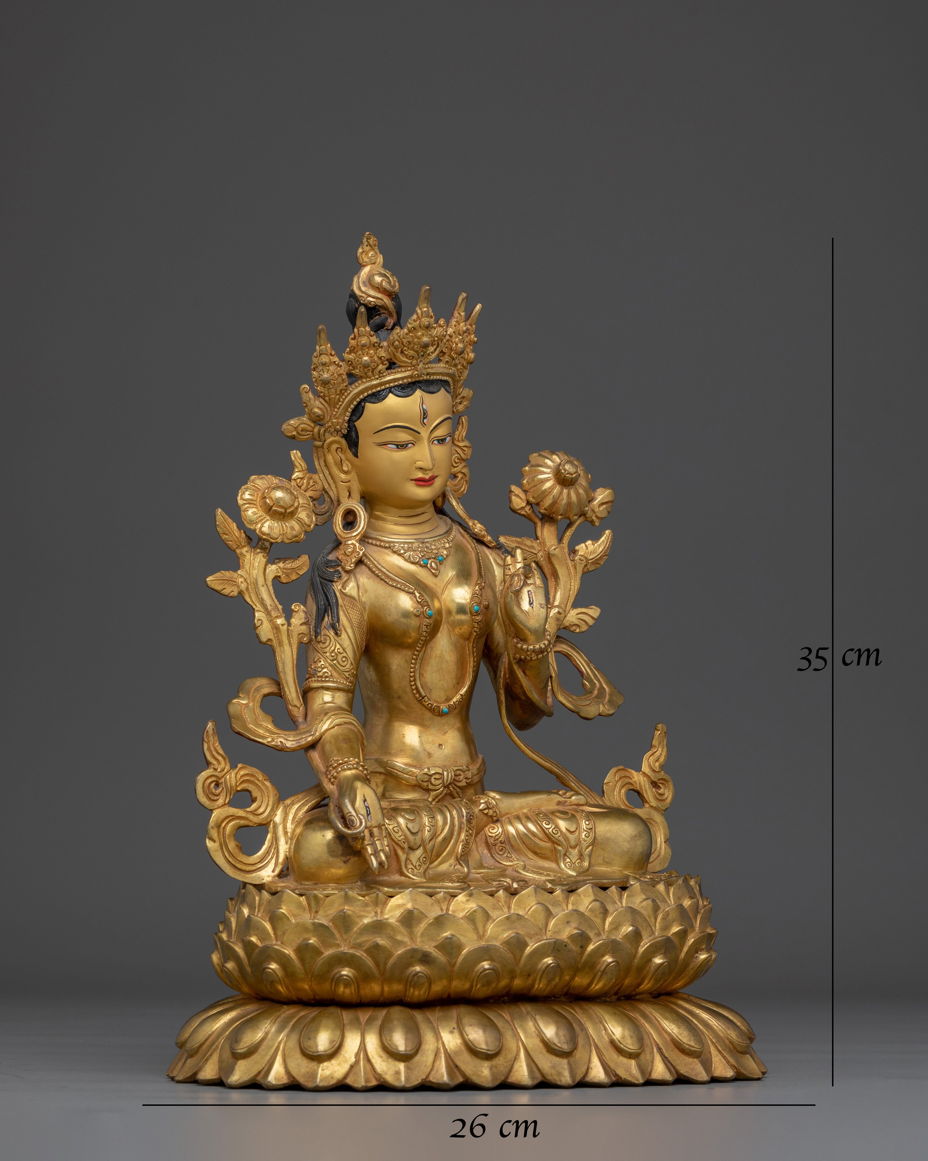 Golden White Tara Statue in Copper