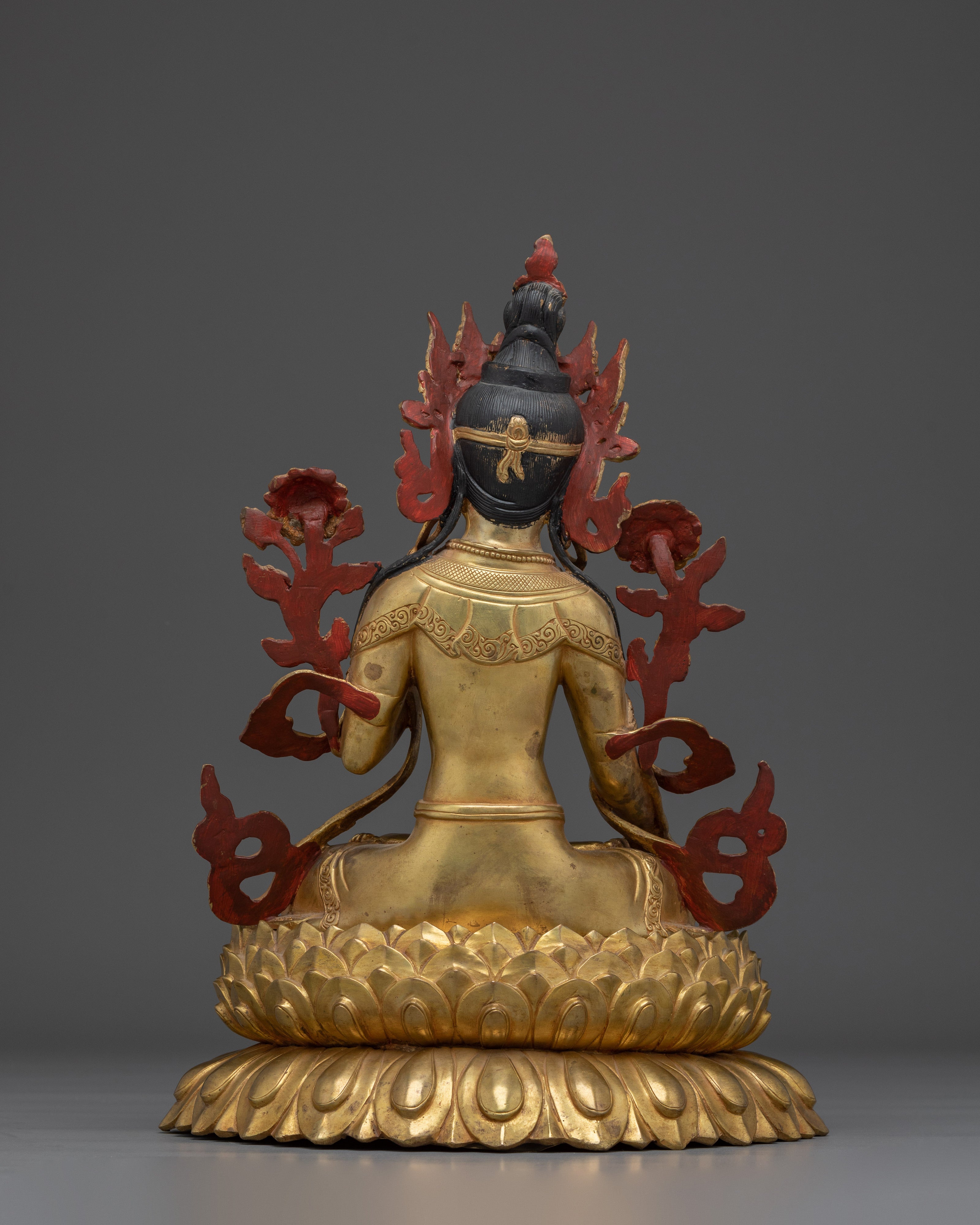 Handmade Golden White Tara Statue in Copper | Symbol of Compassion and Longevity