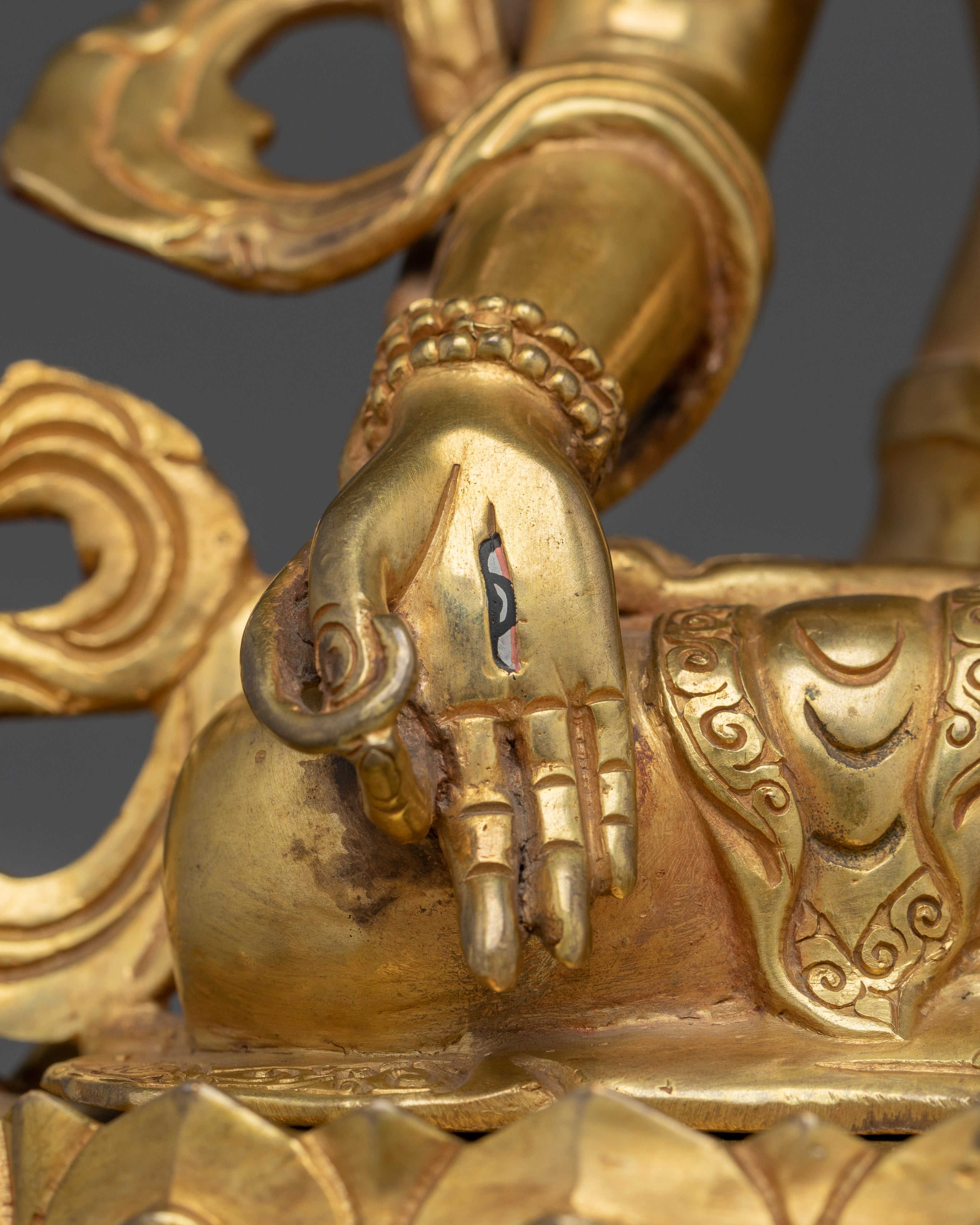 Handmade Golden White Tara Statue in Copper | Symbol of Compassion and Longevity