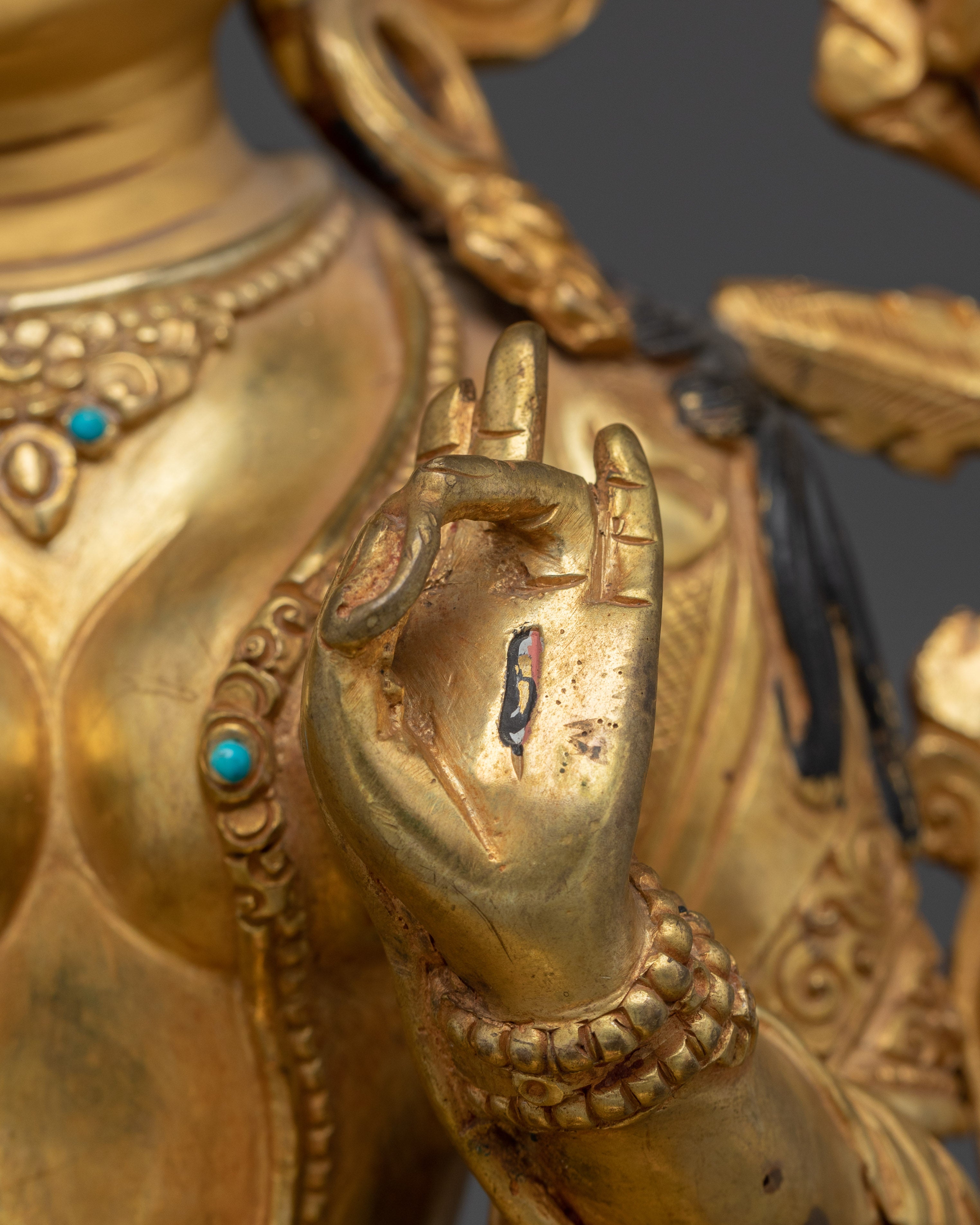 Handmade Golden White Tara Statue in Copper | Symbol of Compassion and Longevity