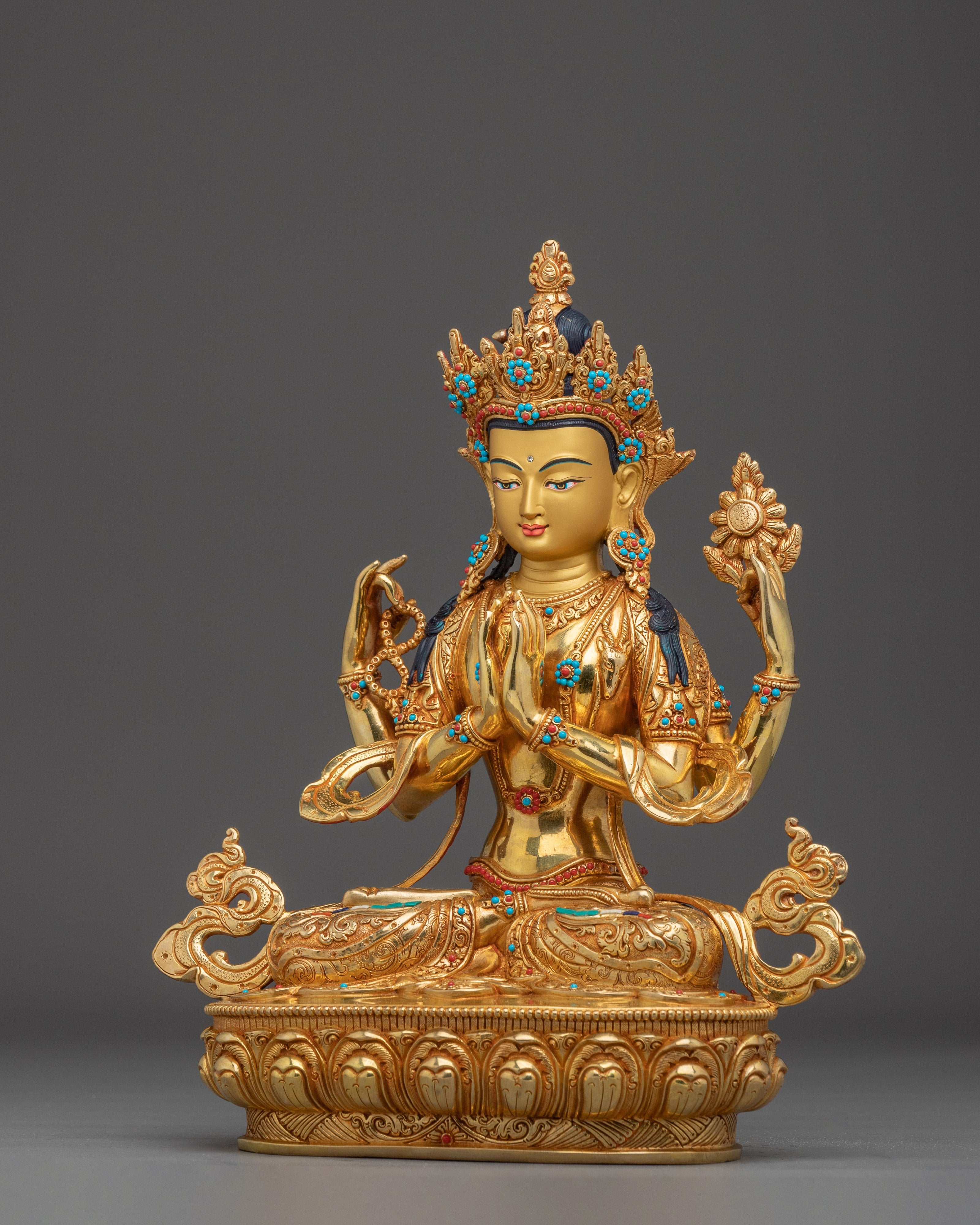 Golden Chenrezig Artwork | Avalokiteshvara - Bodhisattva of compassion