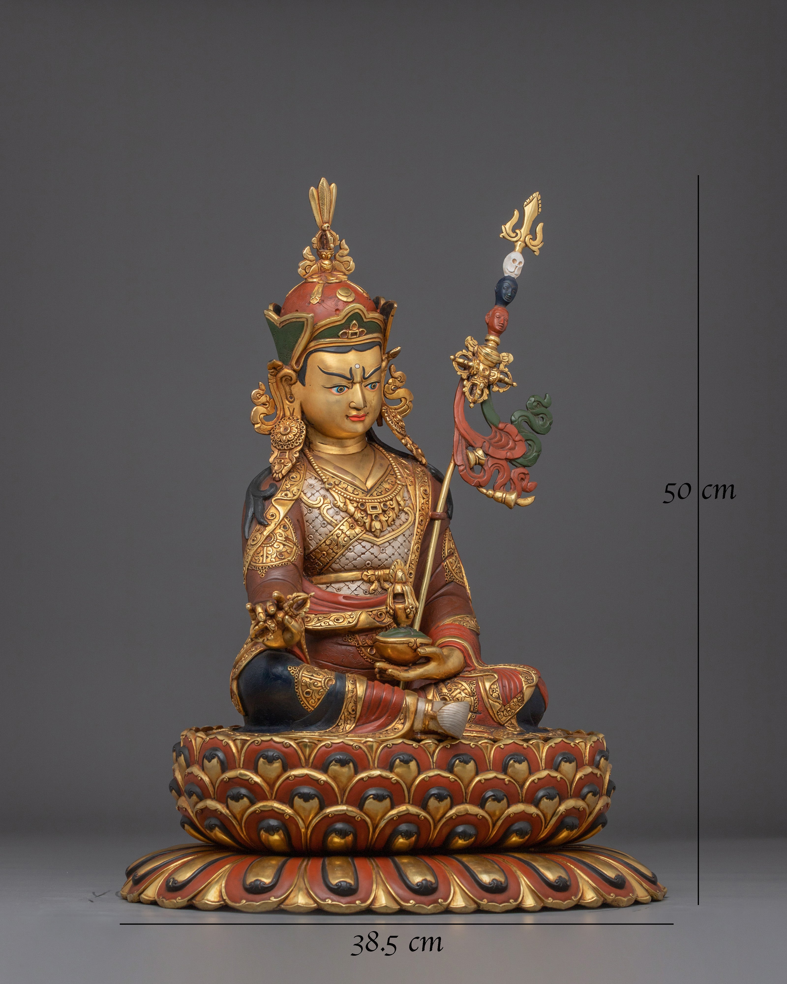 Guru Rinpoche Golden Statue Crafted with Copper