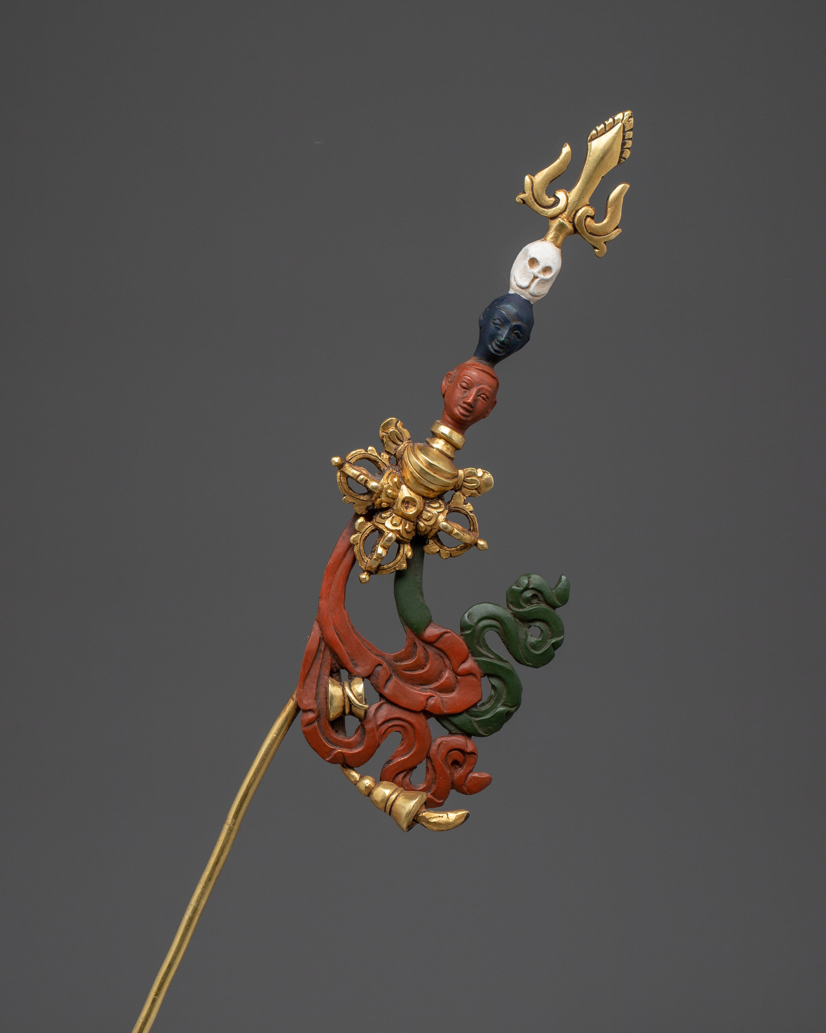 Guru Rinpoche Golden Statue Crafted with Copper | Tibetan Master Sculpture