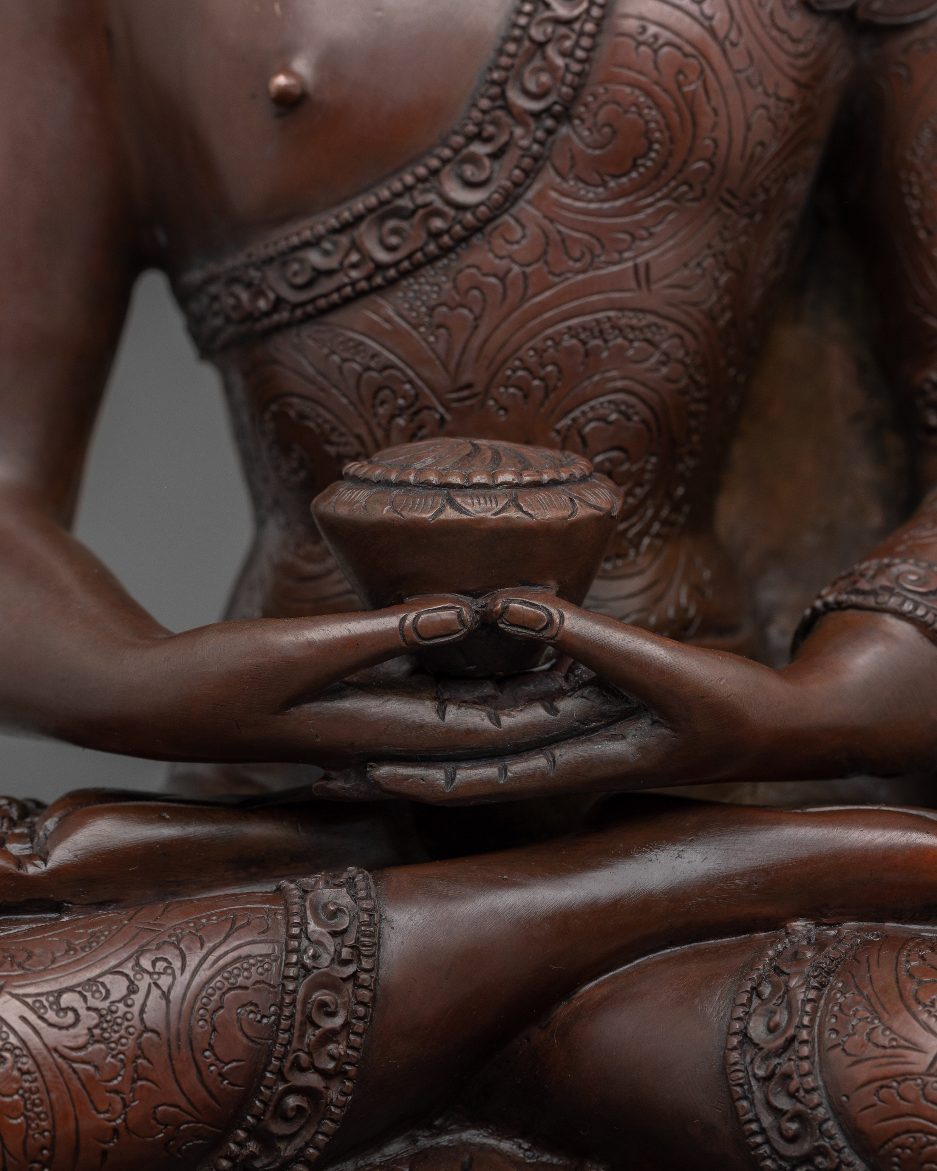 Sukhavati Ruler Oxidized Amitabha Buddha Figurine | Altar Decor for Meditation