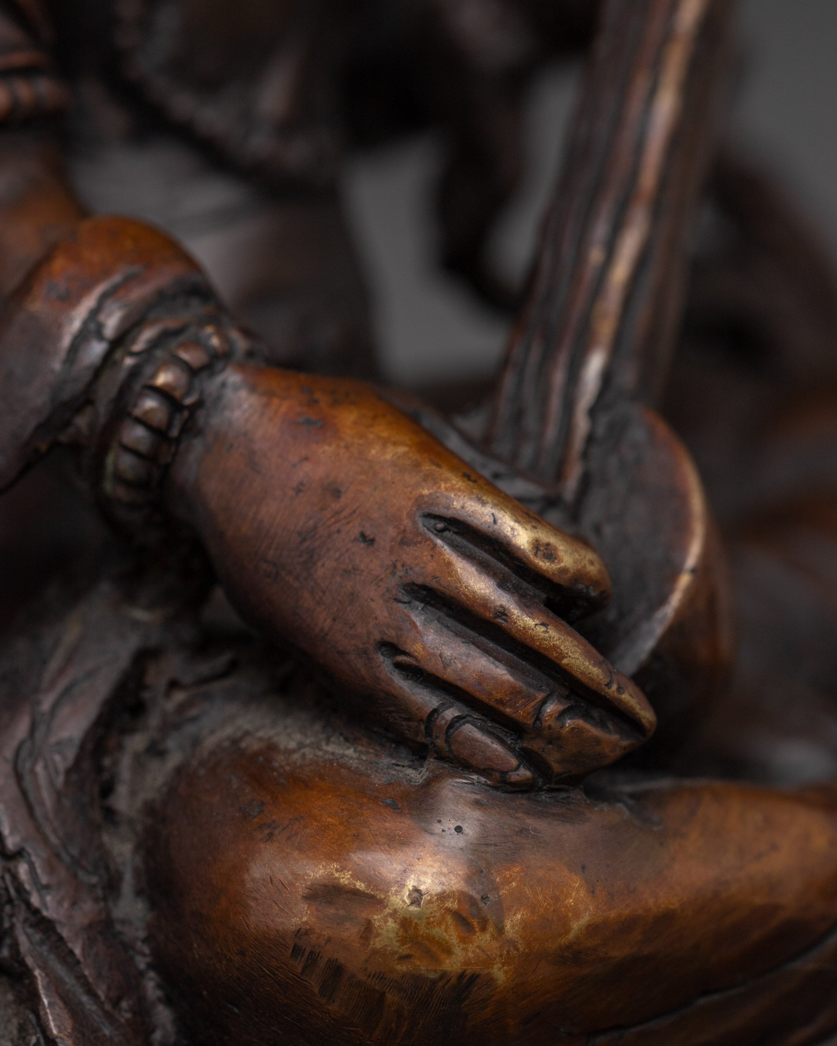 Oxidized Copper Saraswati with Veena Statue | Symbol of Wisdom and Knowledge