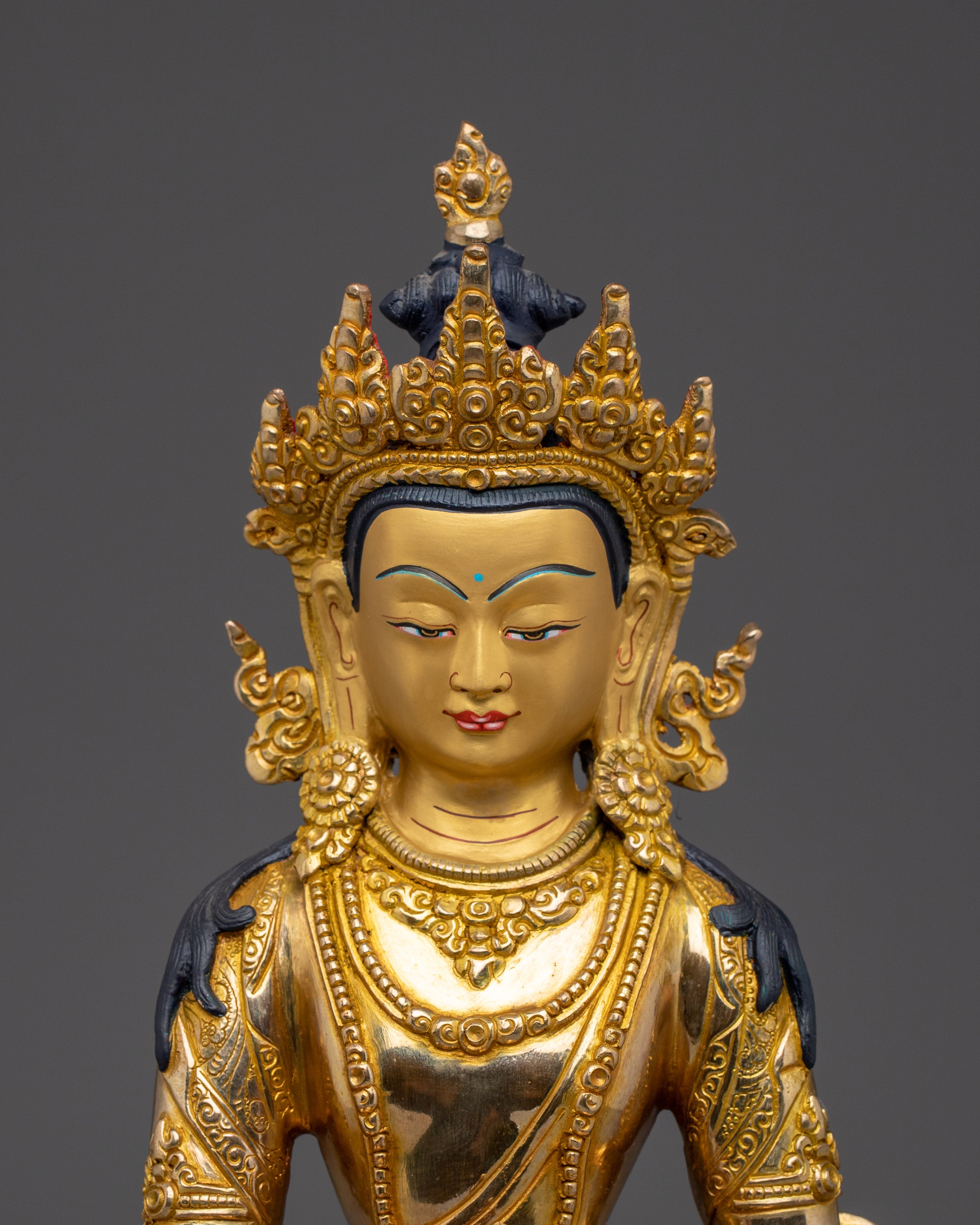 Buddhist Spiritual Icon Mitrugpa Statue | Golden Decor Artwork