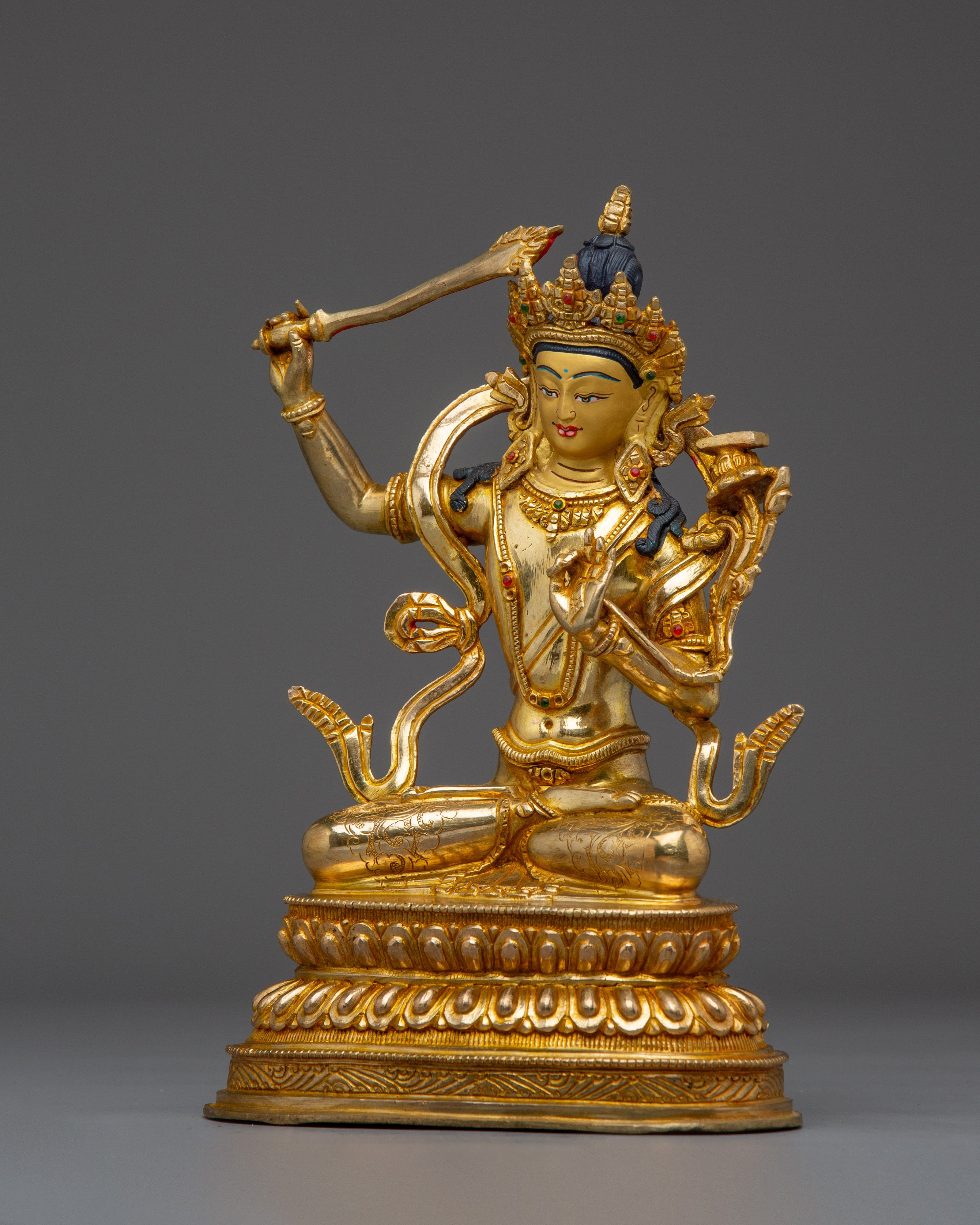 Bodhisattva Deity Manjushri Figurine | Nepalese Buddhist Art