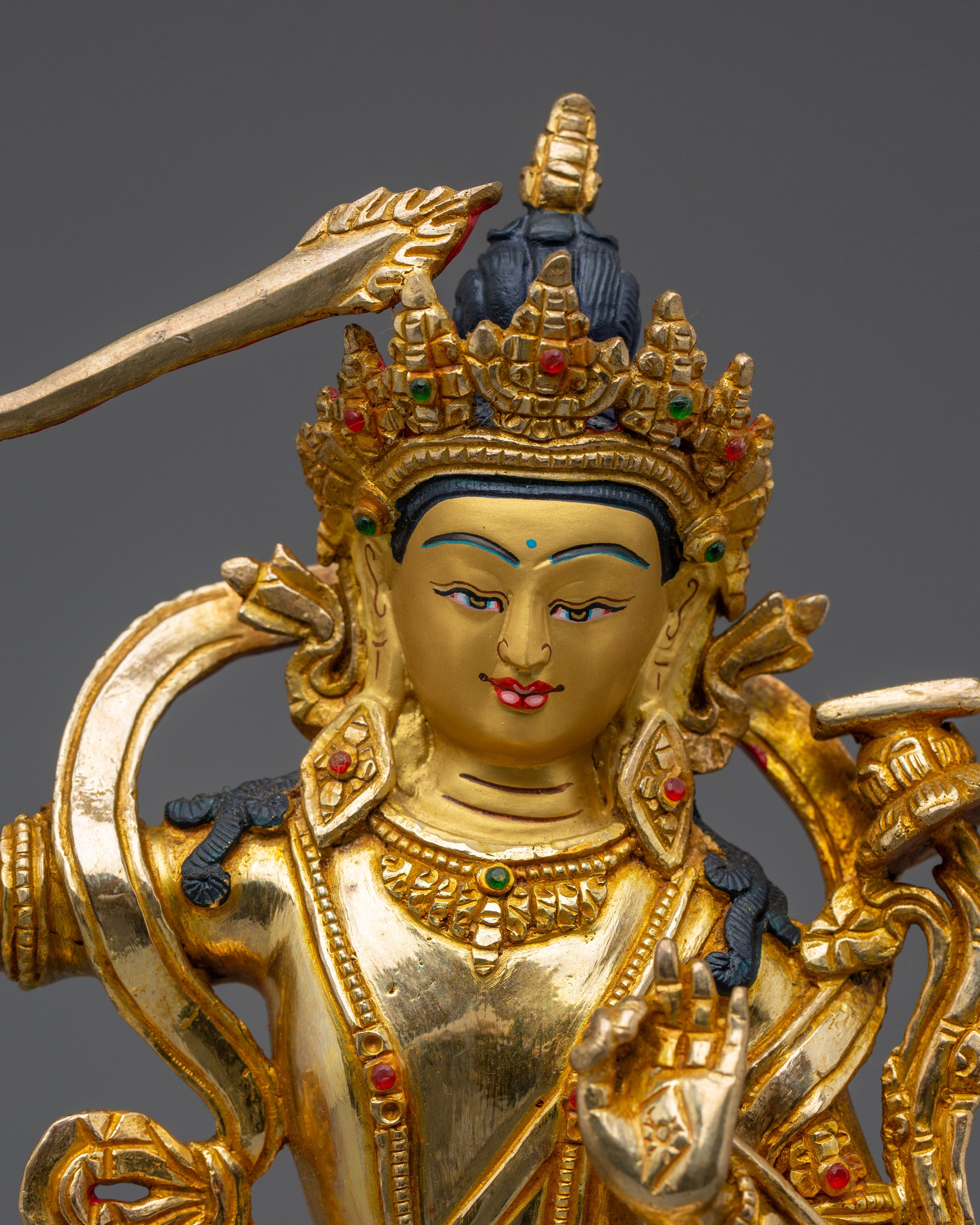 Bodhisattva Deity Manjushri Figurine | Nepalese Buddhist Art