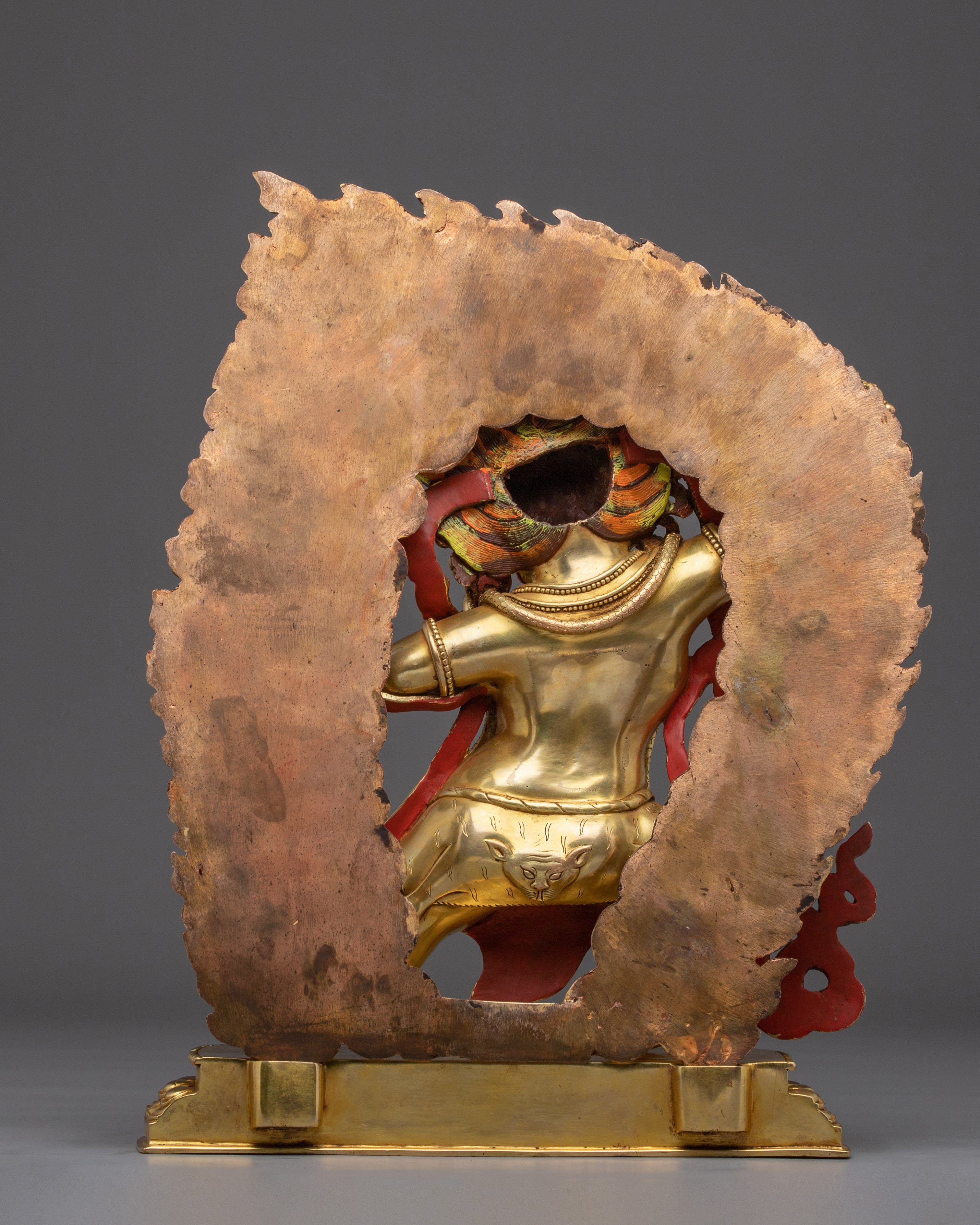 Vajrapani Gold Gilded and Copper Statue with flaming Halo | Traditional Sculpture
