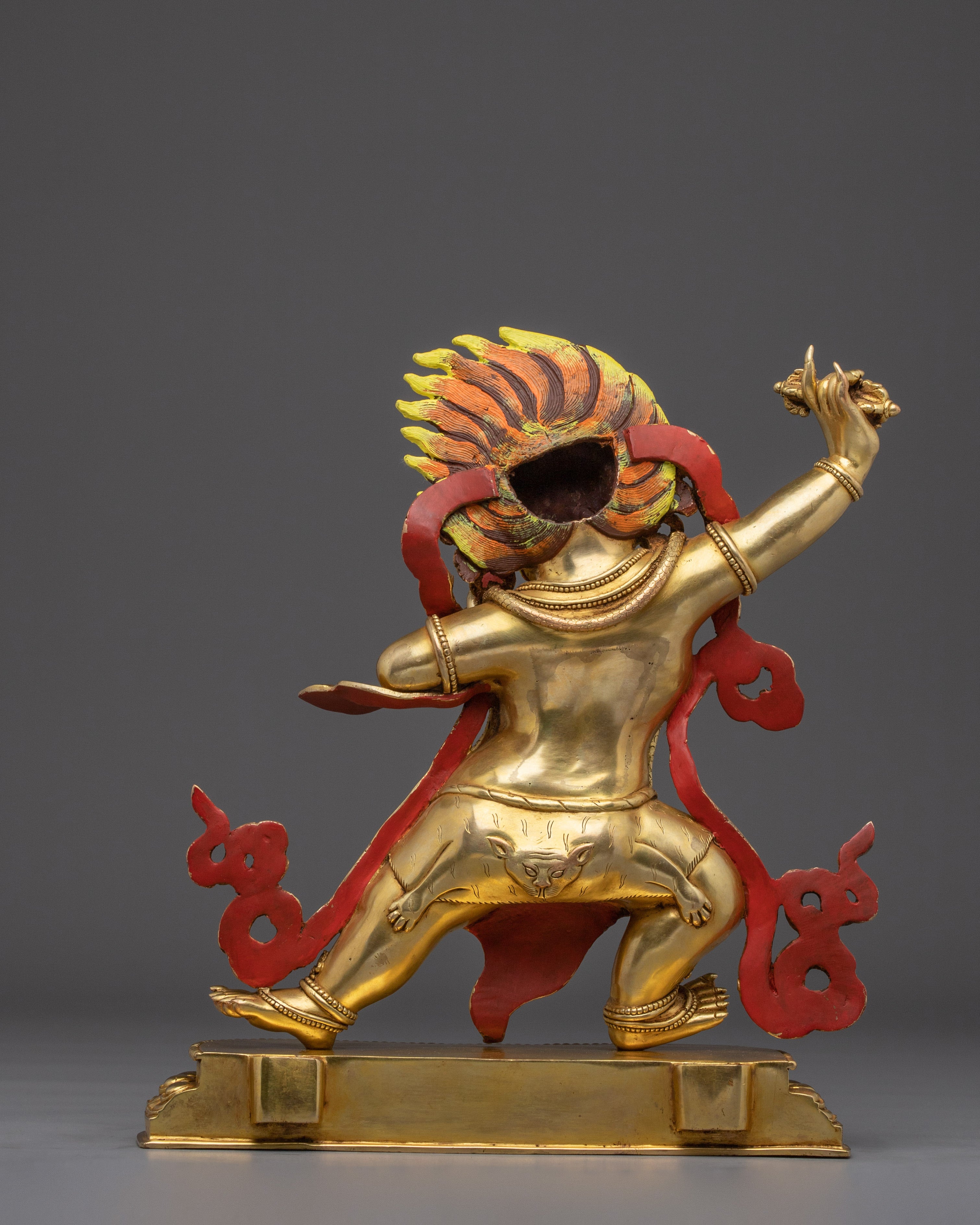 Vajrapani Gold Gilded and Copper Statue with flaming Halo | Traditional Sculpture