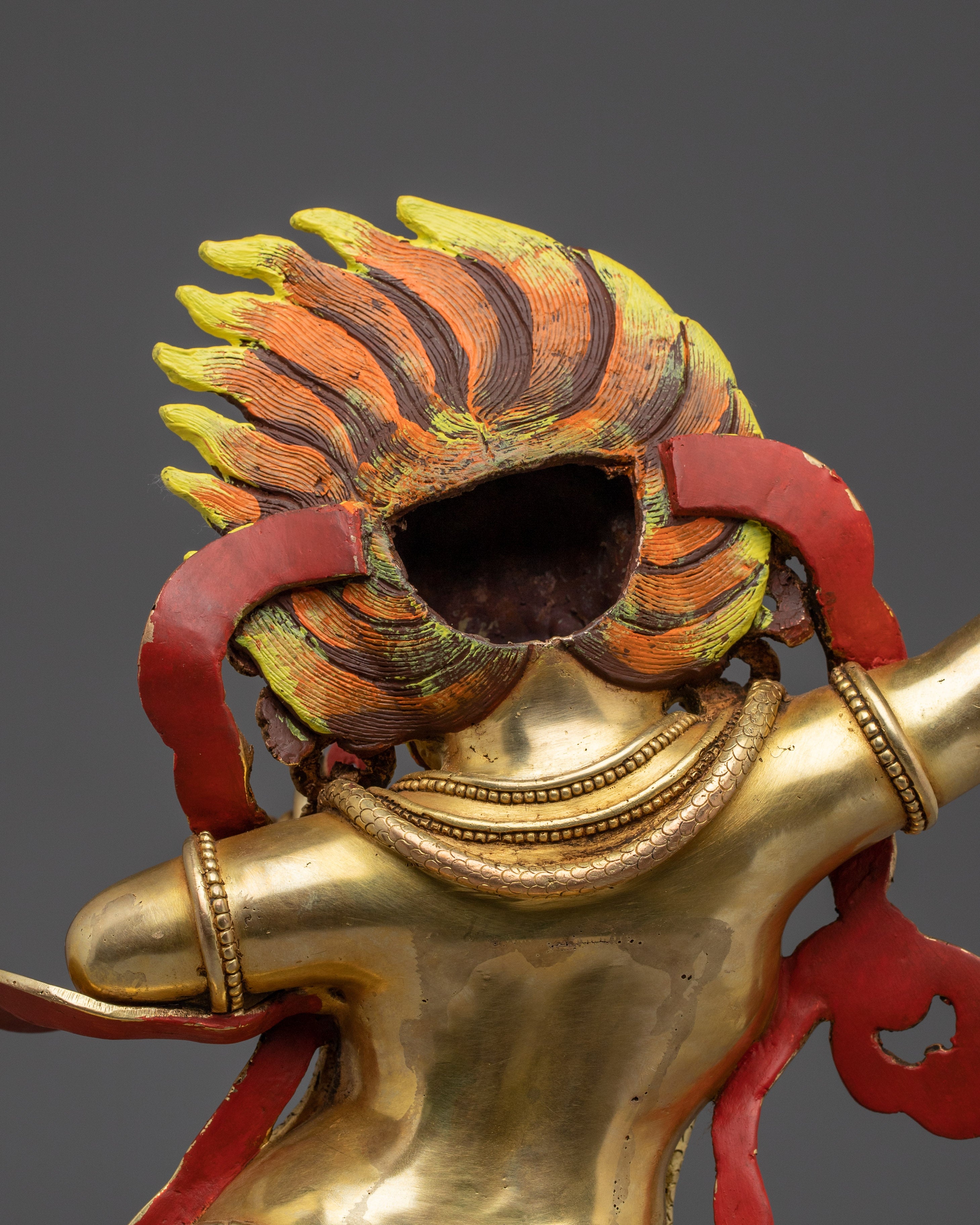 Vajrapani Gold Gilded and Copper Statue with flaming Halo | Traditional Sculpture