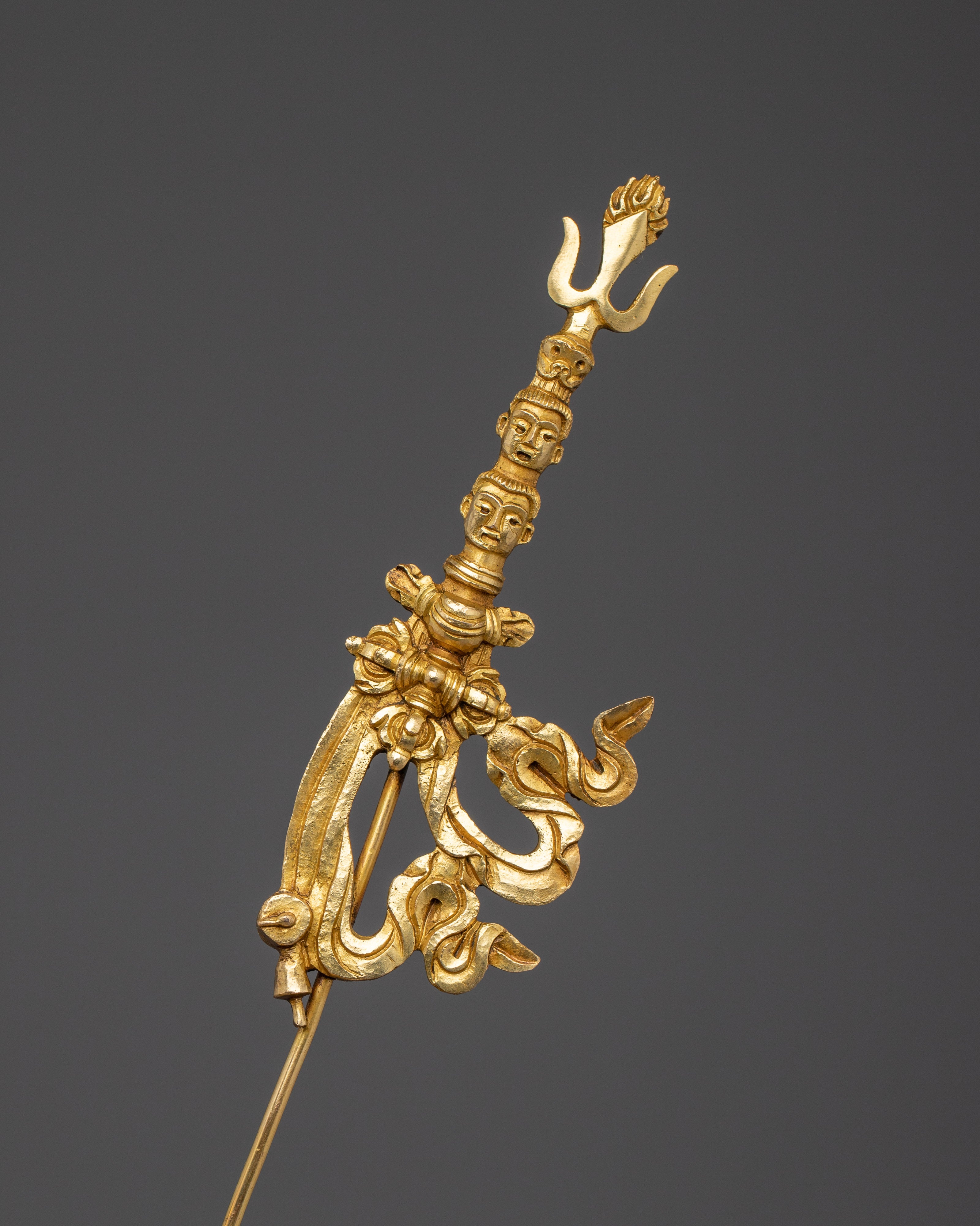 Golden Guru Rinpoche Statue Crafted with Copper | Tibetan Master Sculpture